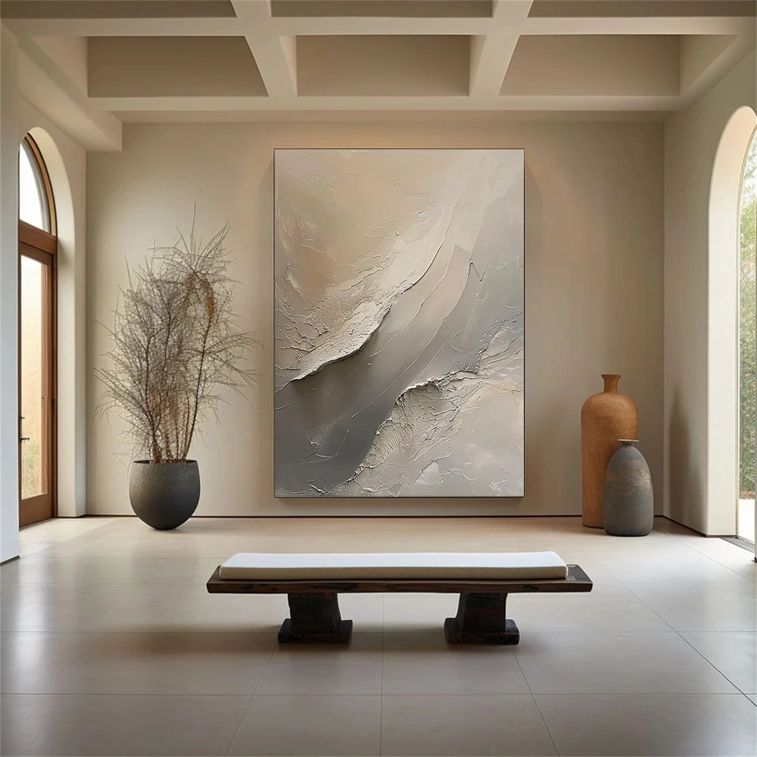 Wabi Sabi Textured Wall Art #WS308 - Handmade Boho Home Decor for Living Room, Bedroom & Office | Japanese Inspired Abstract Canvas Painting