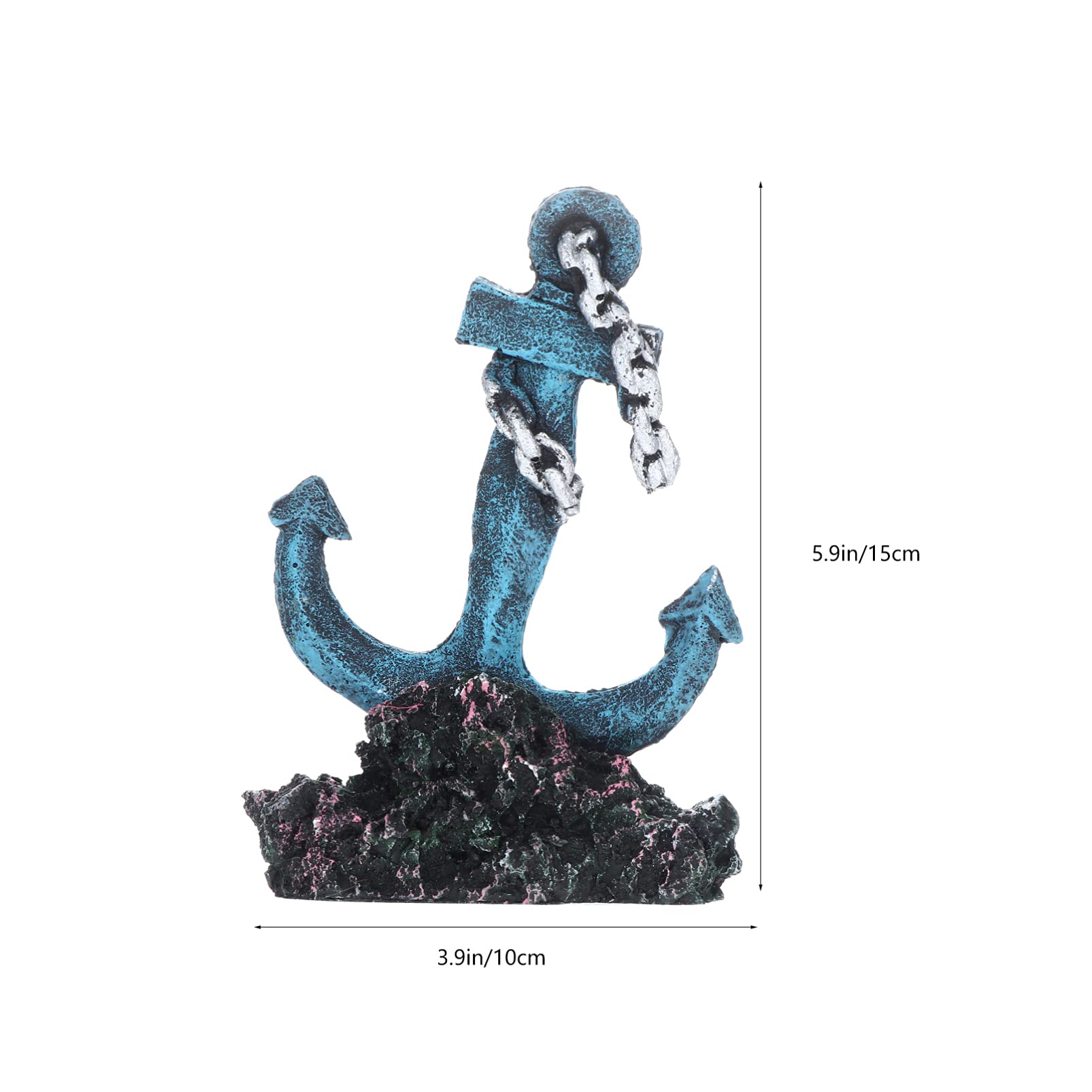 Yardwe Resin Anchor Decorations - Fish Tank Shipwreck Statue & Aquatic Cave Hideout for Shrimp, Fish - Underwater Aquarium Ornaments for Tank Landscape (Perfect for Betta Fish, Goldfish & Tropical Aquariums)