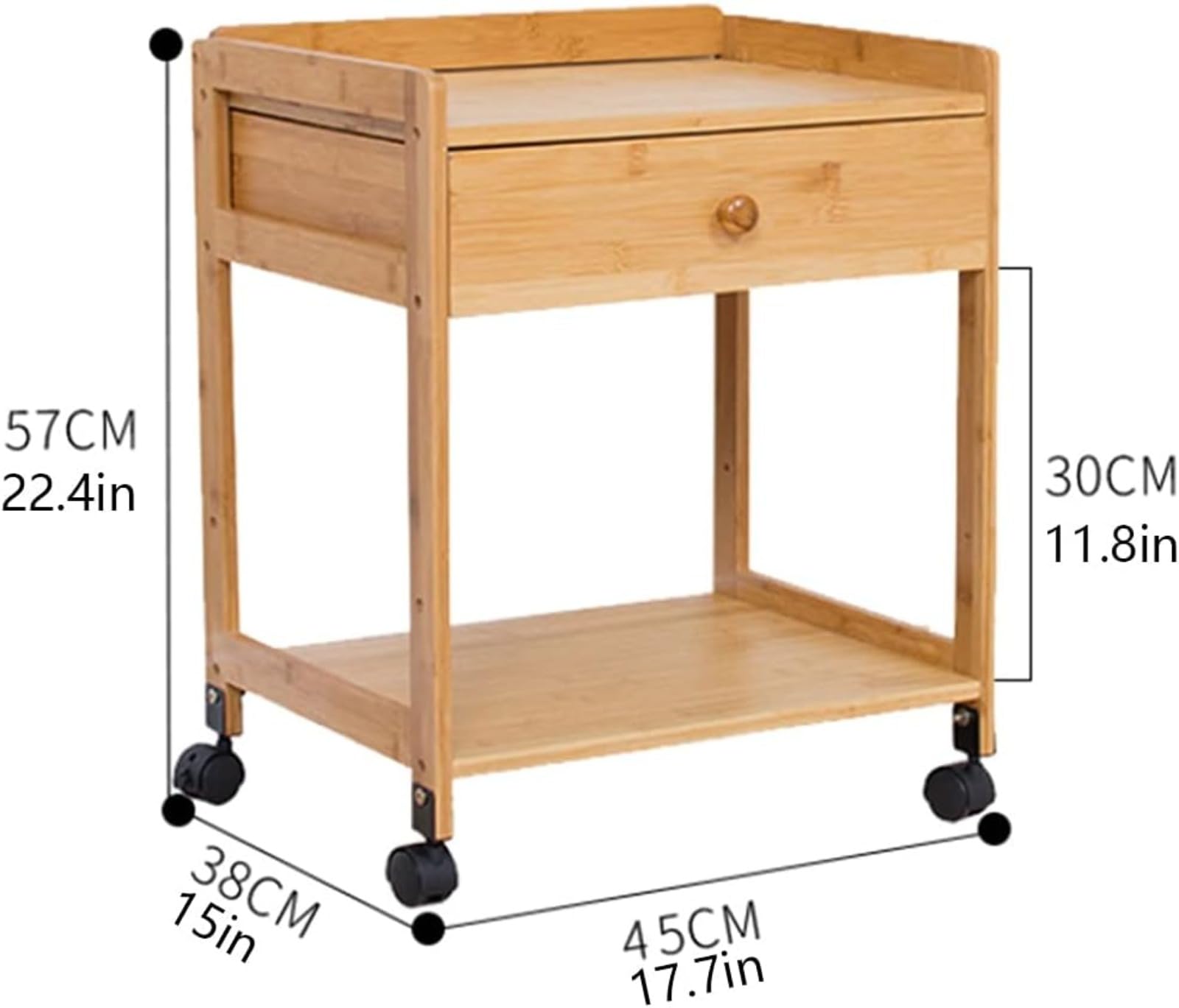 Adjustable 3-Tier Printer Stand with Locking Wheels & Drawer - 22.4x15x17.7in Black Multi-Purpose Shelf for Office, Home, or Classroom - Perfect for Printers, Scanners, and Office Supplies Storage