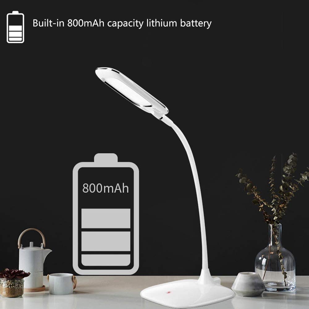 Dimmable LED Desk Lamp with 3-Level Brightness & USB Port - Touch Control Eye-Caring Reading Light, 360° Adjustable Bedside Lamp for Home Office, Study, Kids Room - Black Stainless Steel (Perfect for Night Reading, Working & Decor)