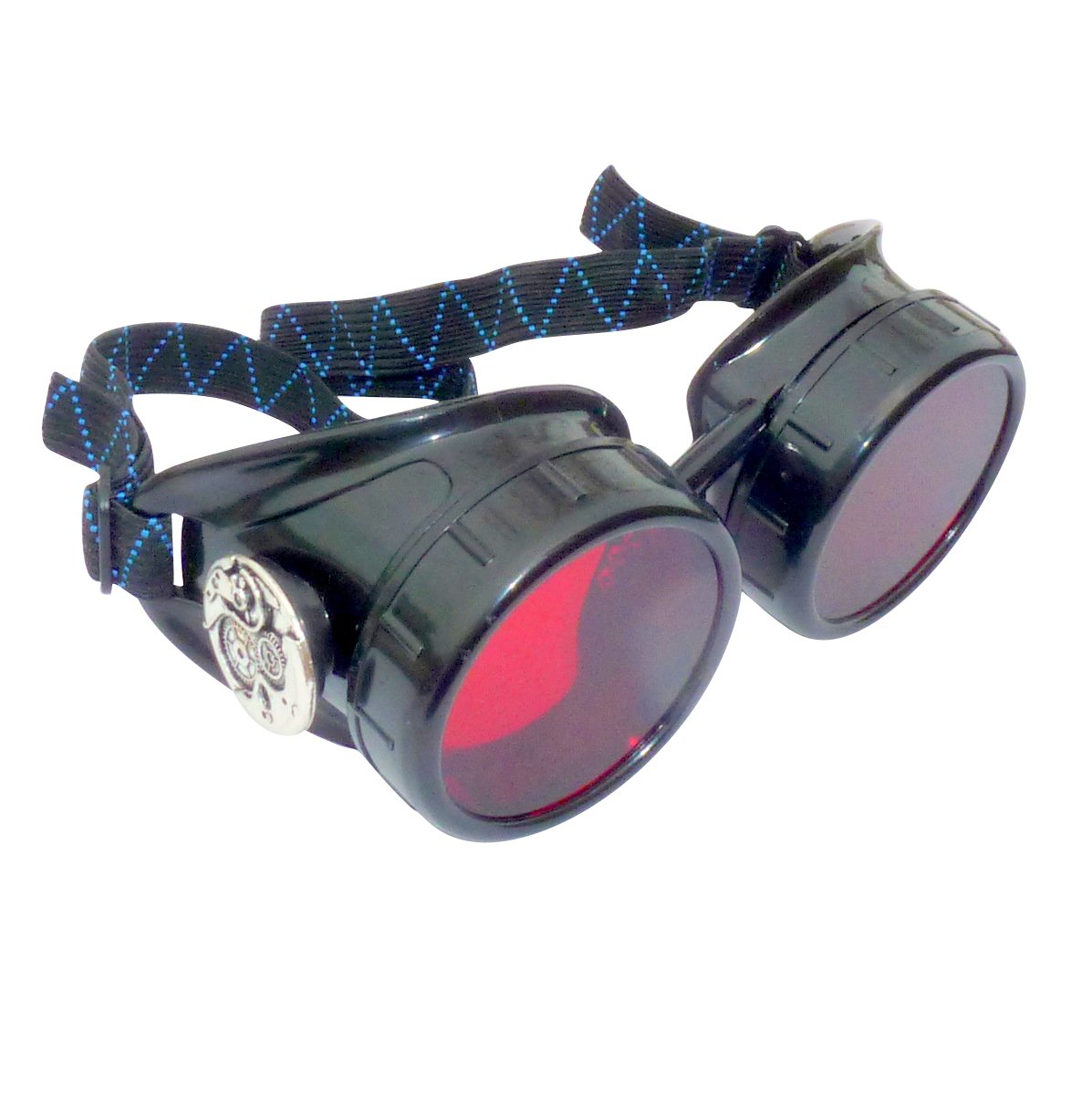 Steampunk Goggles Victorian Style - Retro Cosplay Accessories for Halloween, LARP & Costume Parties - Adjustable Leather Strap - Red Lens - Perfect for Steampunk Costumes, Cosplay Events & Themed Parties