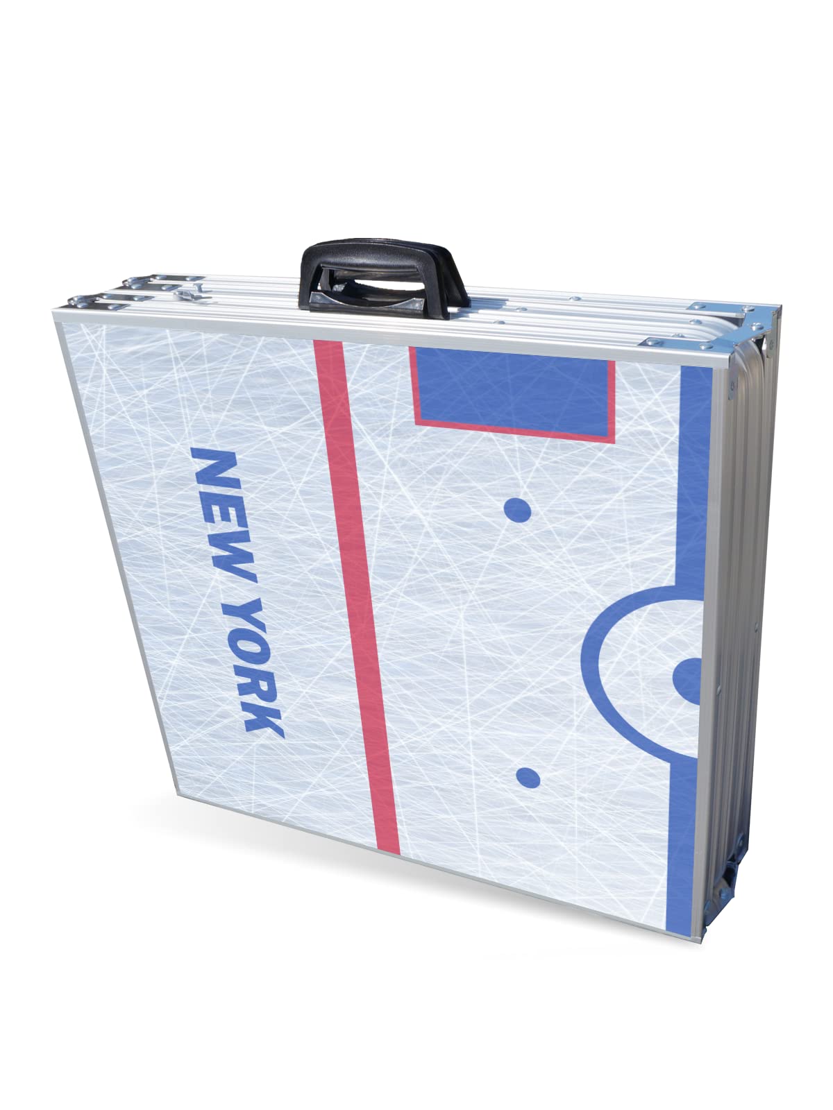8-Foot Folding Portable Beer Pong Table with LED Lights & Optional Cup Holders - New York Hockey Rink Design for Indoor/Outdoor Parties, Tailgates & Game Nights (Multiple Models Available)
