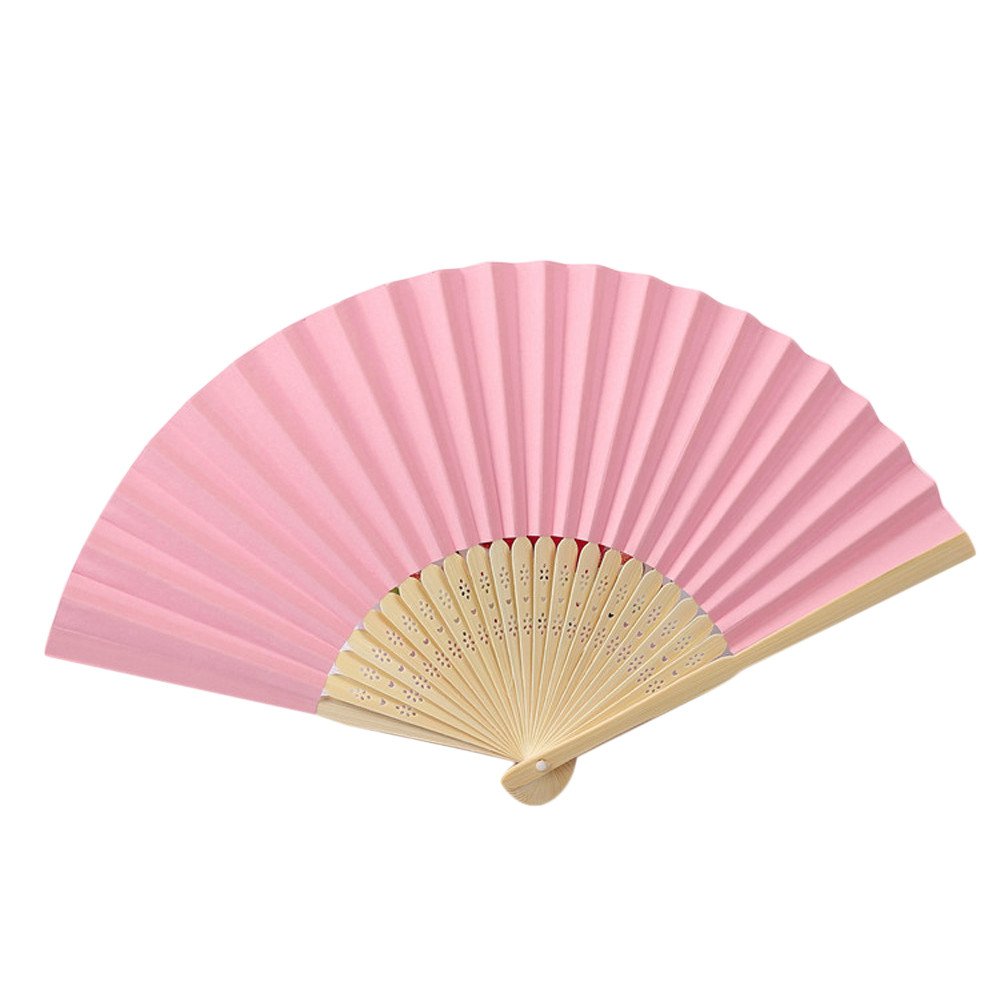 Elegant Pink Lace Silk Folding Hand Fan - 7 Inch Wedding Party Dance Accessory for Brides, Performers & Summer Cooling | HHmei 007 | Perfect for Weddings, Photo Shoots & Cultural Events