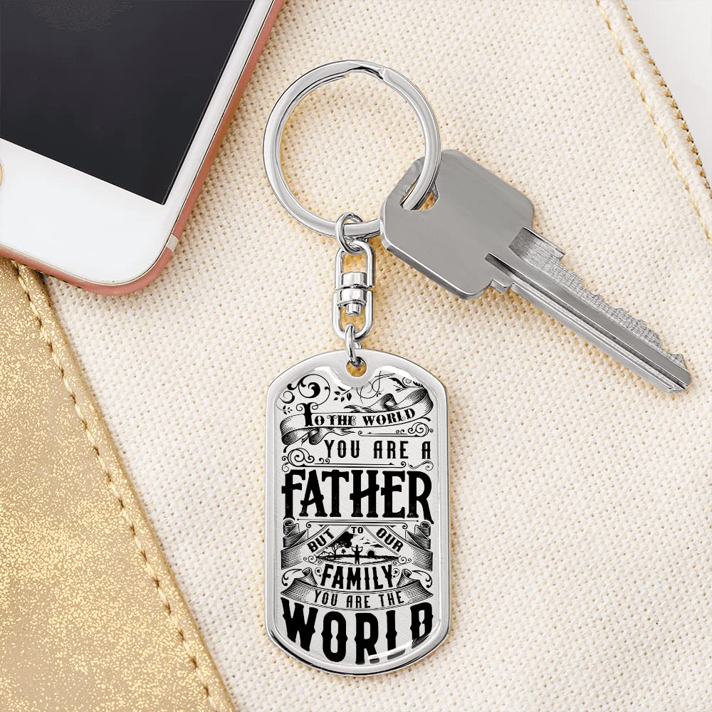 Personalized Dad Keychain - Custom Engraved Dog Tag Keychain with Gift Box | Father's Day Gift, Birthday Present for Dad | Perfect for Father's Day, Christmas & Special Occasions