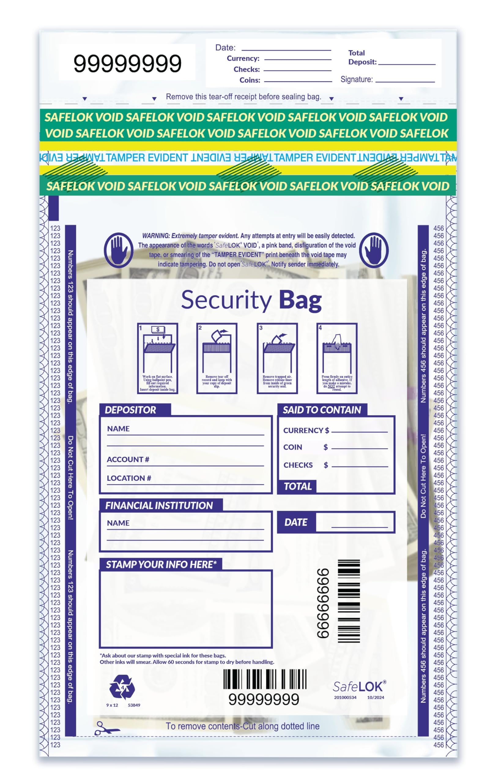 ABC FREEZFraud Heavy Duty Clear Bank Deposit Bags 9 x 12 Inches - 100 Pack for Secure Cash Handling | Perfect for Banks, Retail Stores & Business Transactions