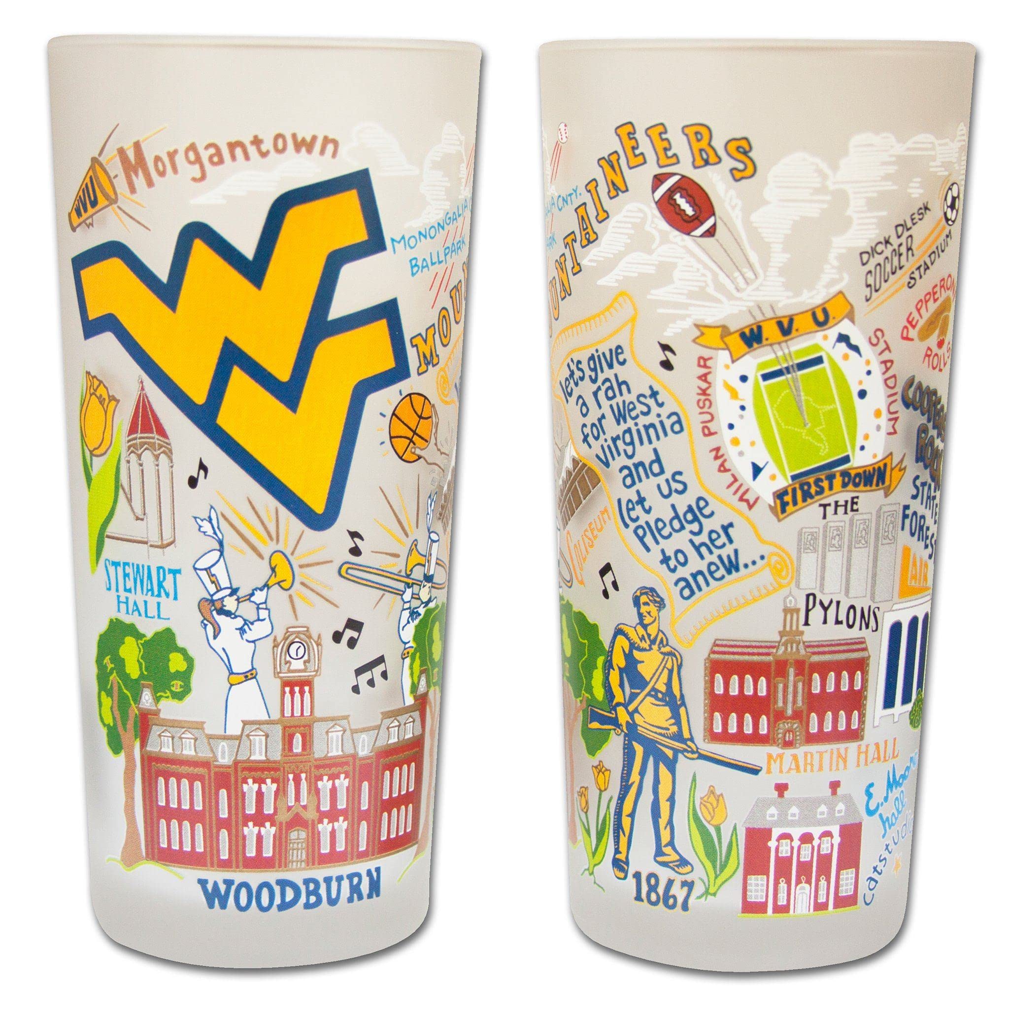 West Virginia University WVU Alumni Glass Cup - 15oz Dishwasher Safe Tumbler for Kitchen, Home & Office Use - Perfect for Beverages, Gifts & Game Day Celebrations