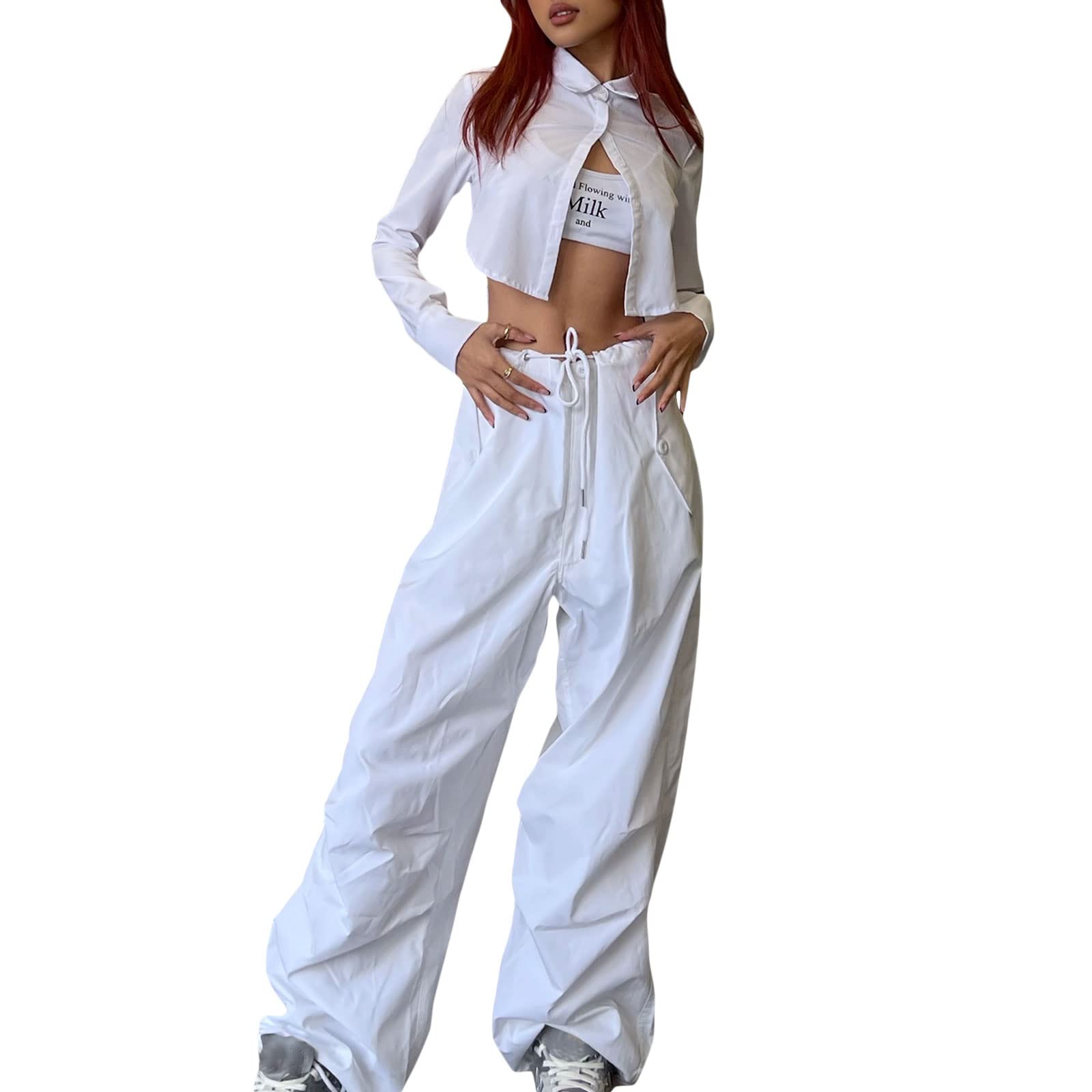 Women's Baggy Cargo Pants with Pockets - Y2K High Waist Hip Hop Joggers, Loose Fit Casual Sweatpants for Streetwear | Perfect for Urban Fashion, Workout & Everyday Wear