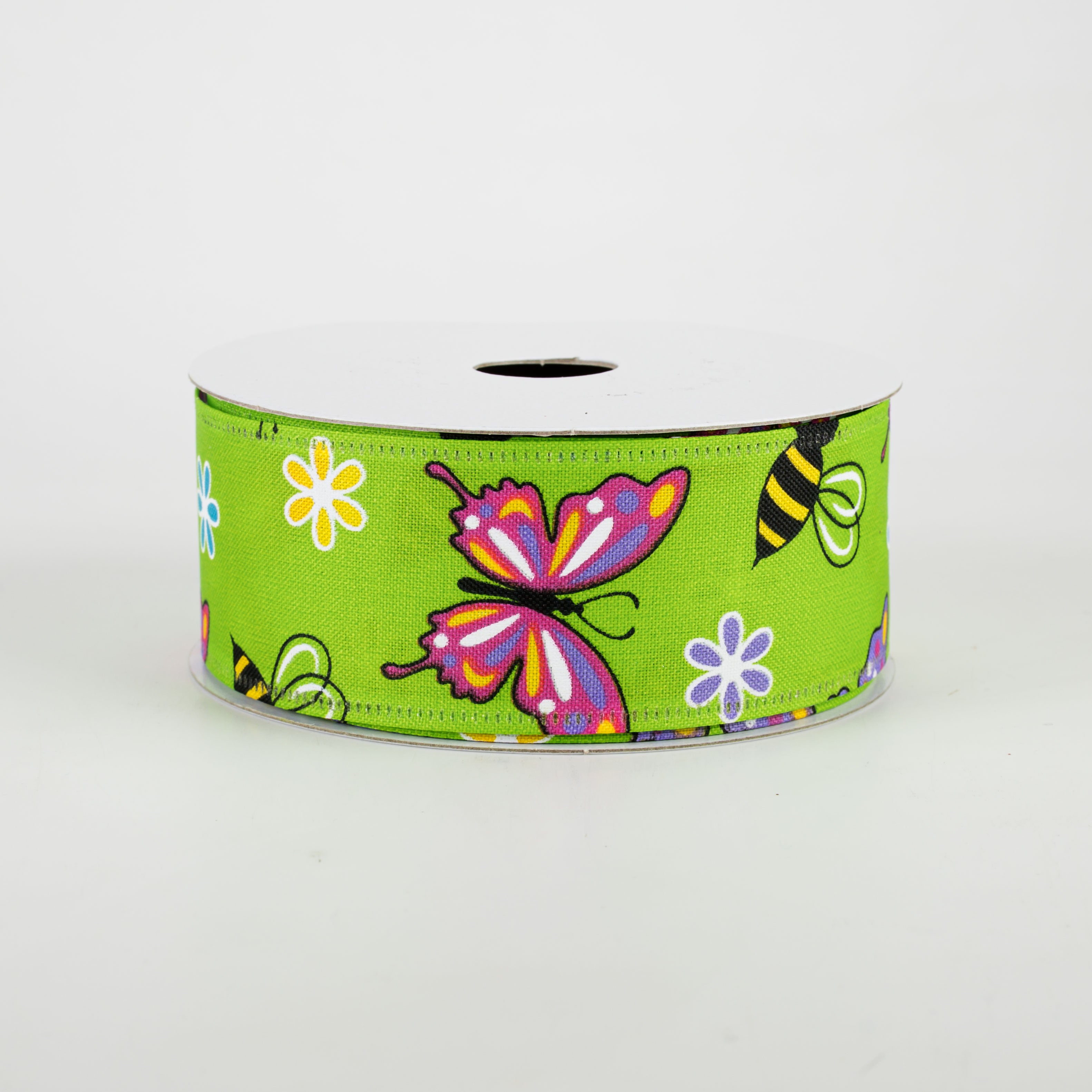 1.5 Inch Butterflies & Bees Ribbon - Lime Green (10 Yards) for DIY Crafts, Gift Wrapping, Scrapbooking & Party Decorations
