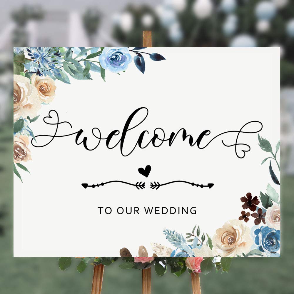Rustic Welcome To Our Wedding Sign - 11x14 Inch Unframed Wooden Wedding Decor for Outdoor, Indoor Ceremonies & Reception Backdrop