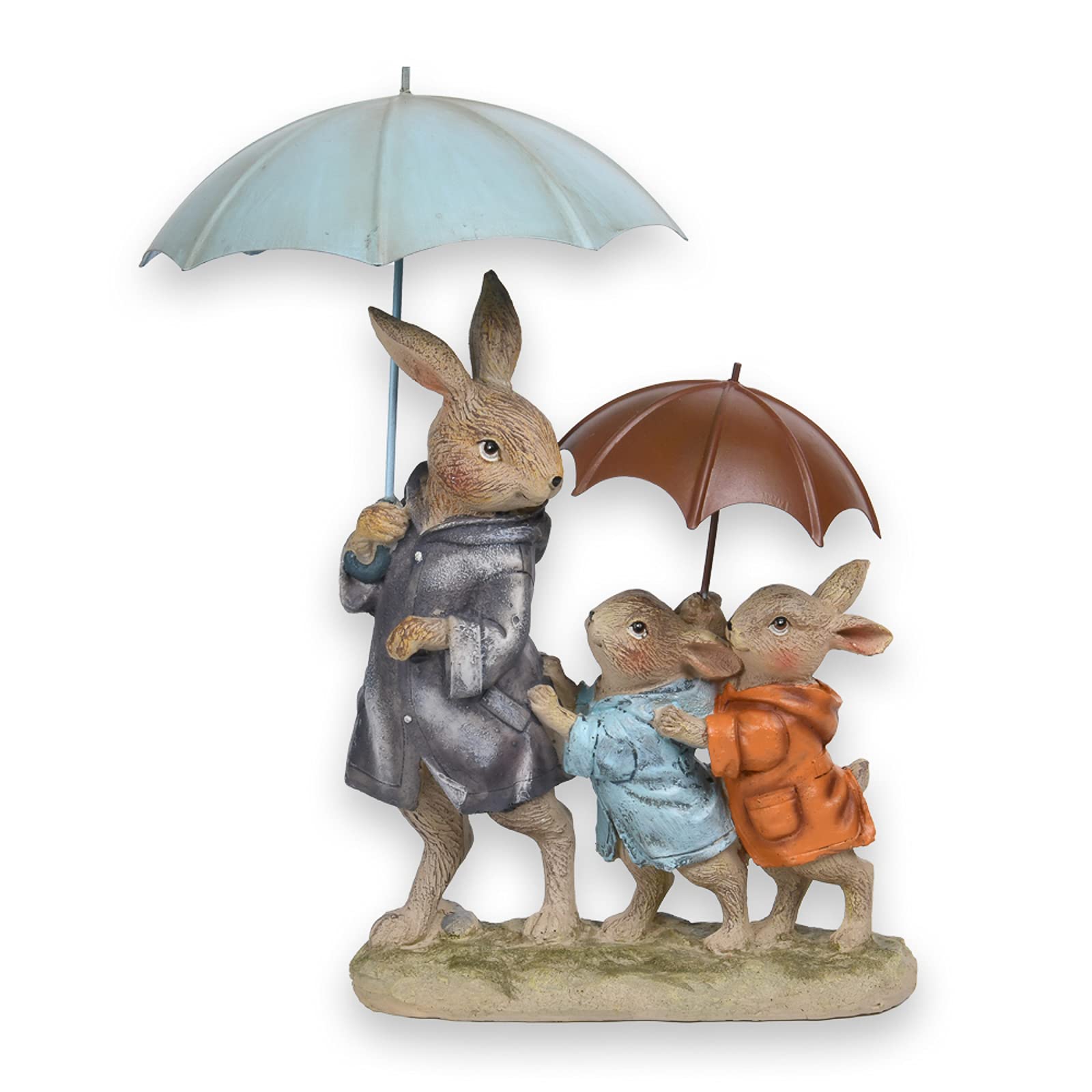 Rabbit Family Collectible Figurines - Easter Home Decor, Spring Statues for Shelf Display (8.8