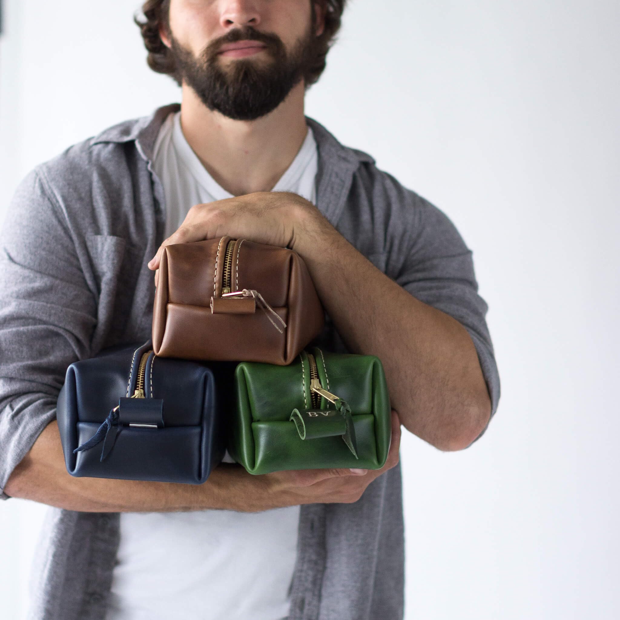 Premium Personalized Leather Dopp Kit Bag for Men - Handcrafted in USA with Lifetime Warranty - Ideal Christmas & Travel Gift for Him - Perfect for Business Trips, Gym Essentials & Weekend Getaways