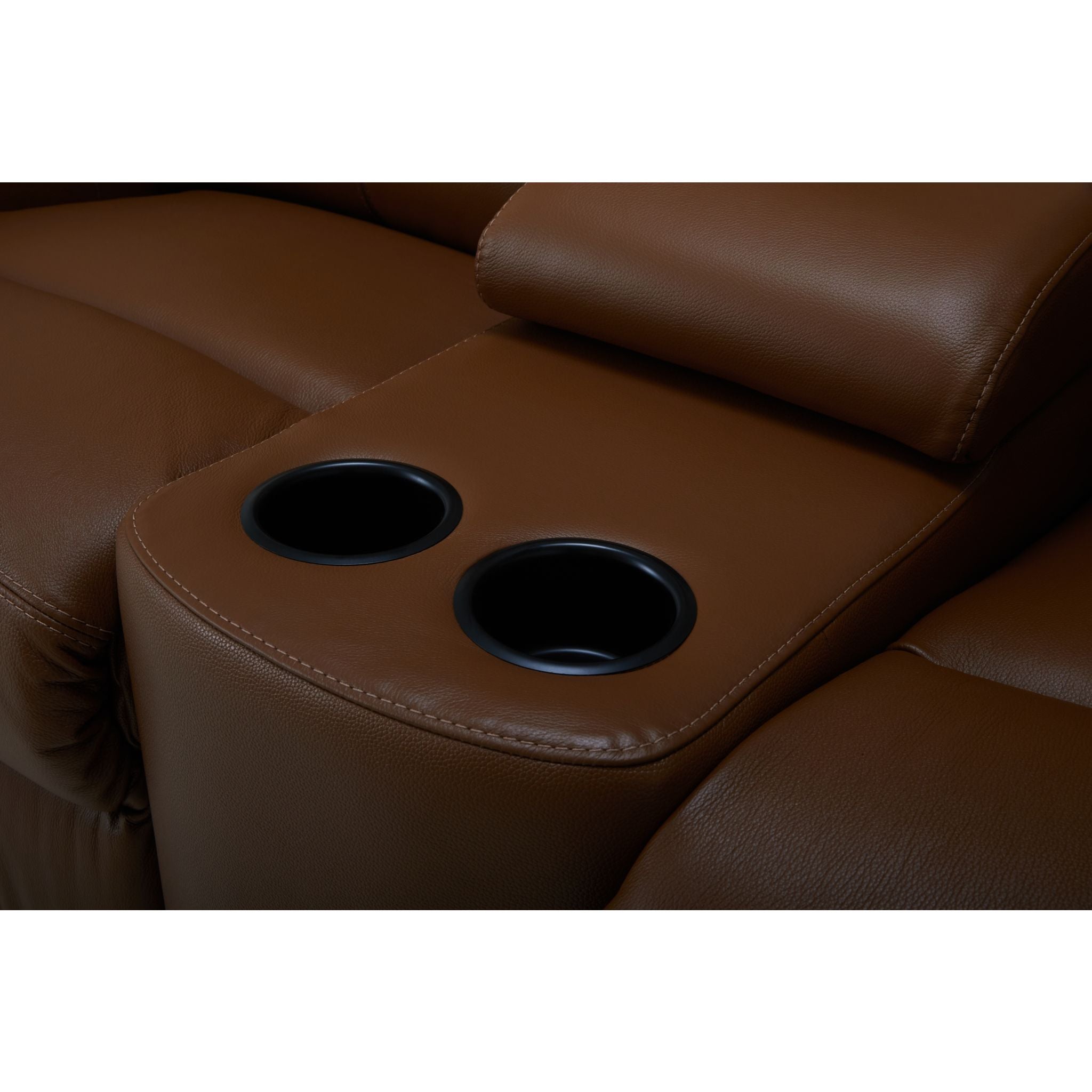 Arlo Power Reclining Loveseat with Console - Valencia Biscotti Fabric - Modern Recliner Sofa for Living Room, Home Theater & Small Spaces