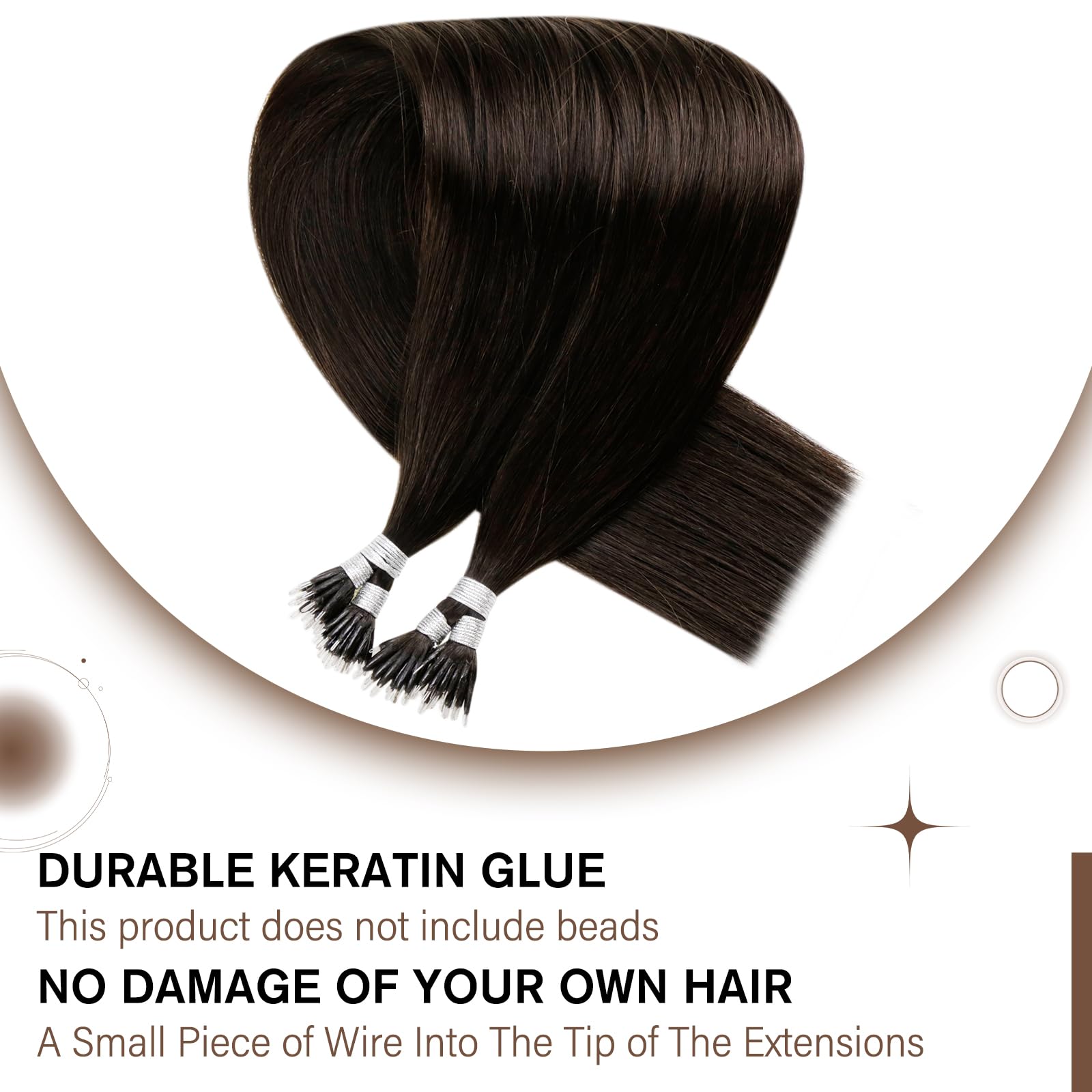 Premium 16 Inch Nano Ring Hair Extensions - 100% Real Human Hair, Darkest Brown, Straight & Soft Remy Hair for Women (50g, 50 Strands) | Perfect for Daily Wear, Special Occasions & Hair Volume Enhancement