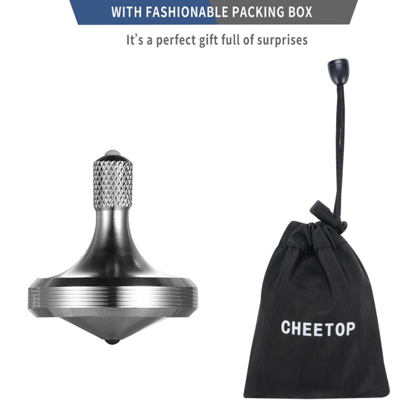 Premium Stainless Steel Precision Spinning Top - Long Lasting 8+ Minute Spin, Perfect Balance EDC Toy for Office Desk & Stress Relief (Pro Max Silver) - Great for Fidgeting, Meditation & Focus Aid