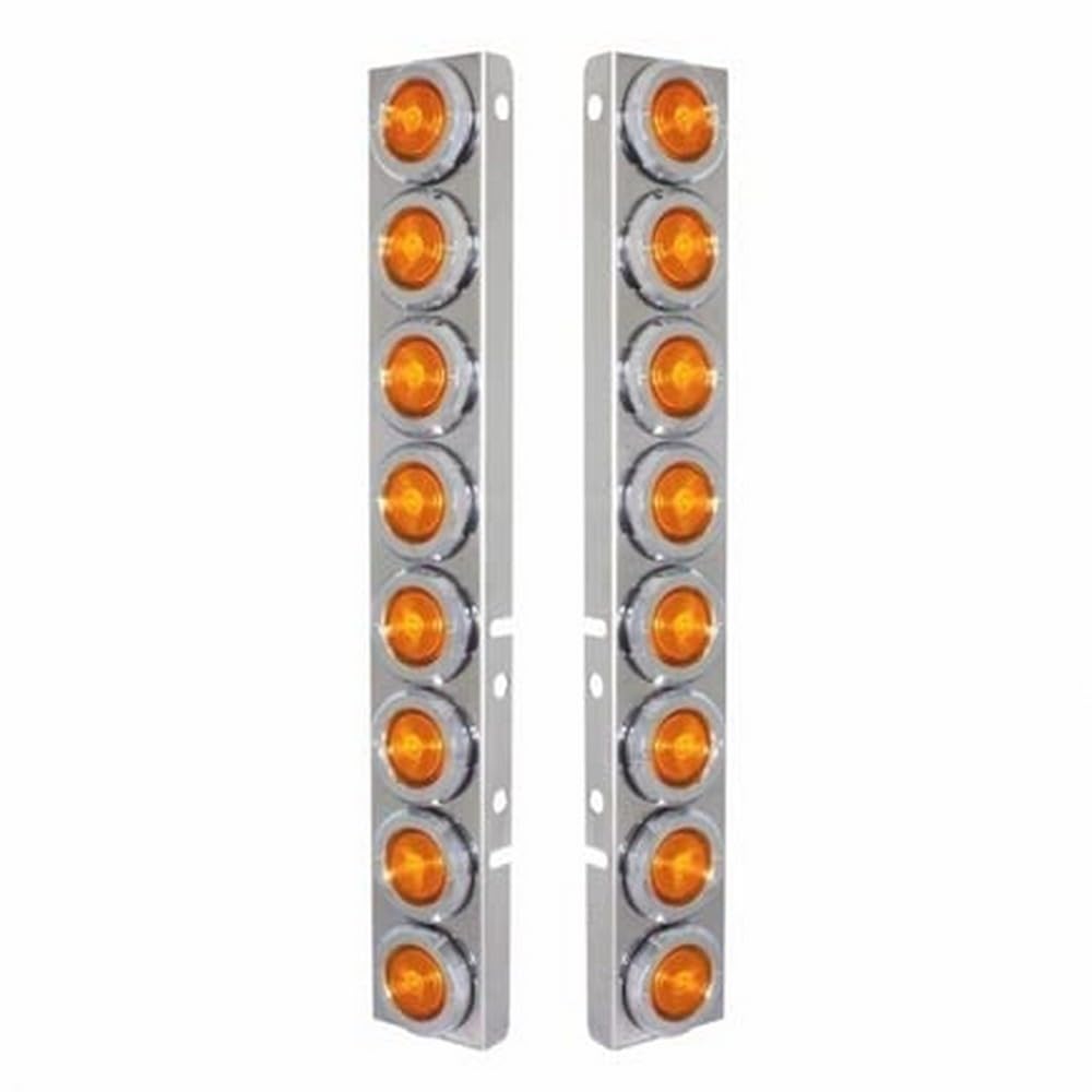 United Pacific 30776 SS Front Air Cleaner Light Bar with Bracket for Peterbilt Trucks - Incandescent Clearance/Marker Lights - Heavy Duty Truck Lighting Accessories for Night Driving Safety