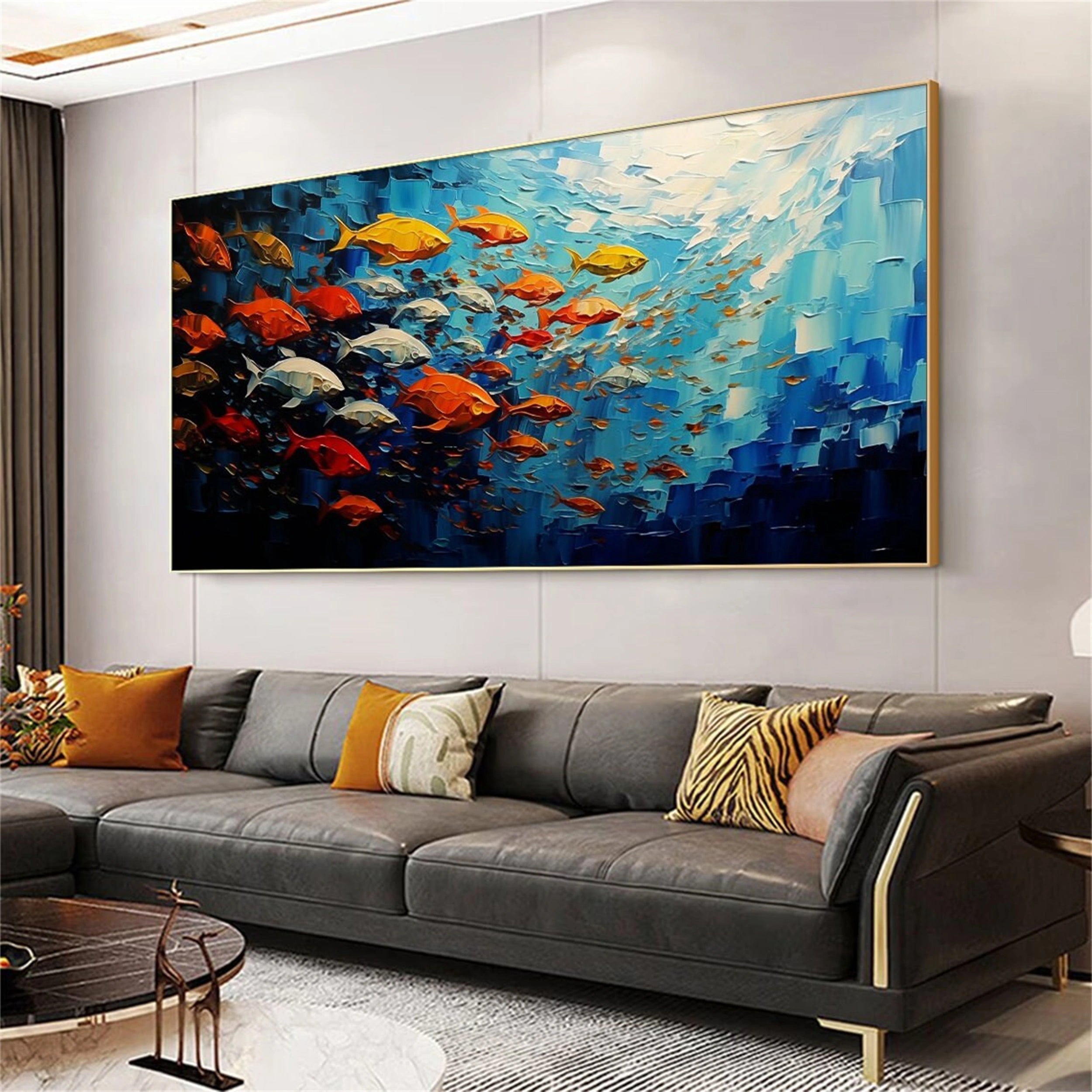 Ocean And Sky Painting #OS 101 - Handmade Canvas Wall Art for Home & Office Decor - Perfect for Living Room, Bedroom, or Office Wall Decor