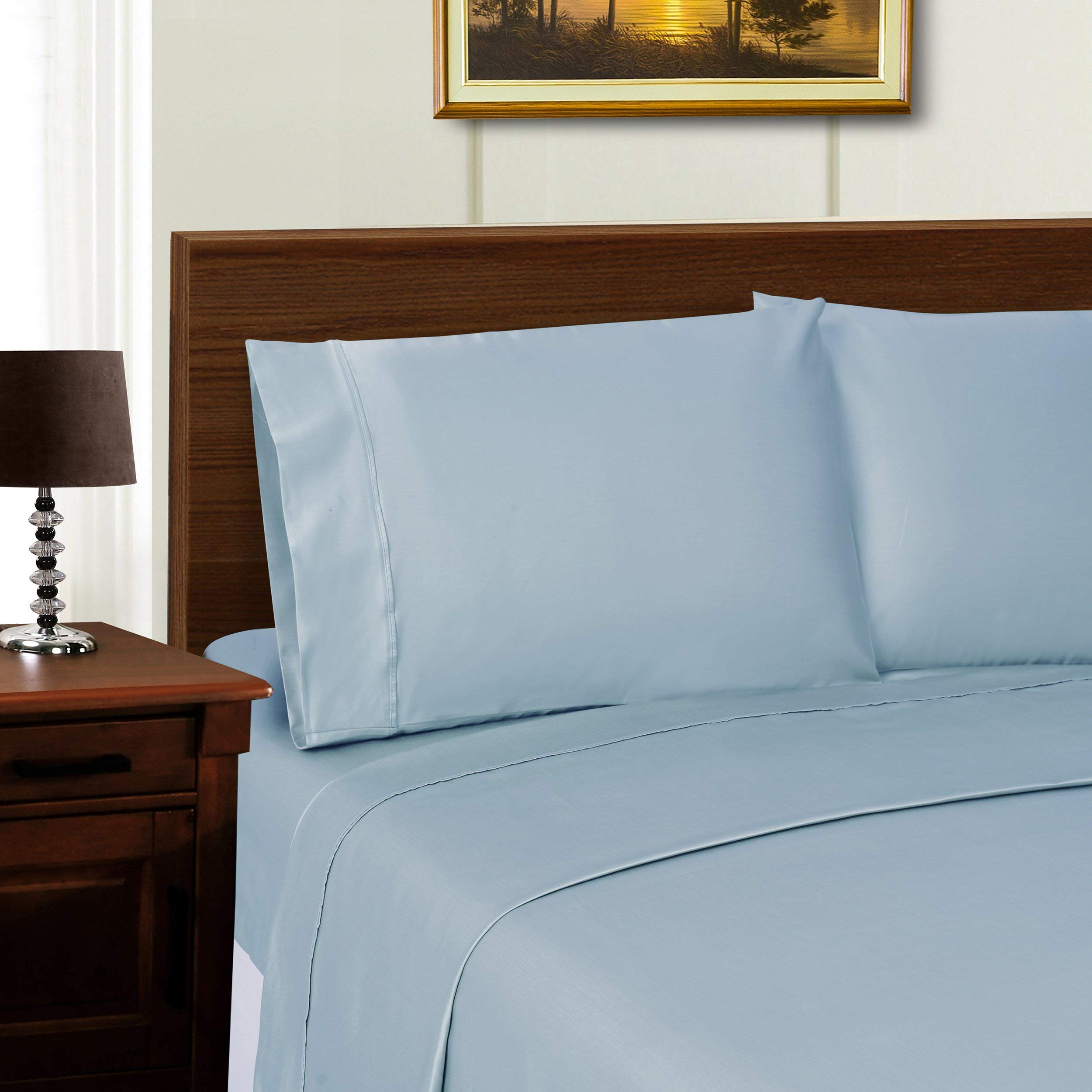 Premium 1000 Thread Count Tencel Bedding Sheet Set - Ultra Soft, Wrinkle Free, King Size in Blue - Perfect for Luxurious Sleep & Hotel-Style Comfort