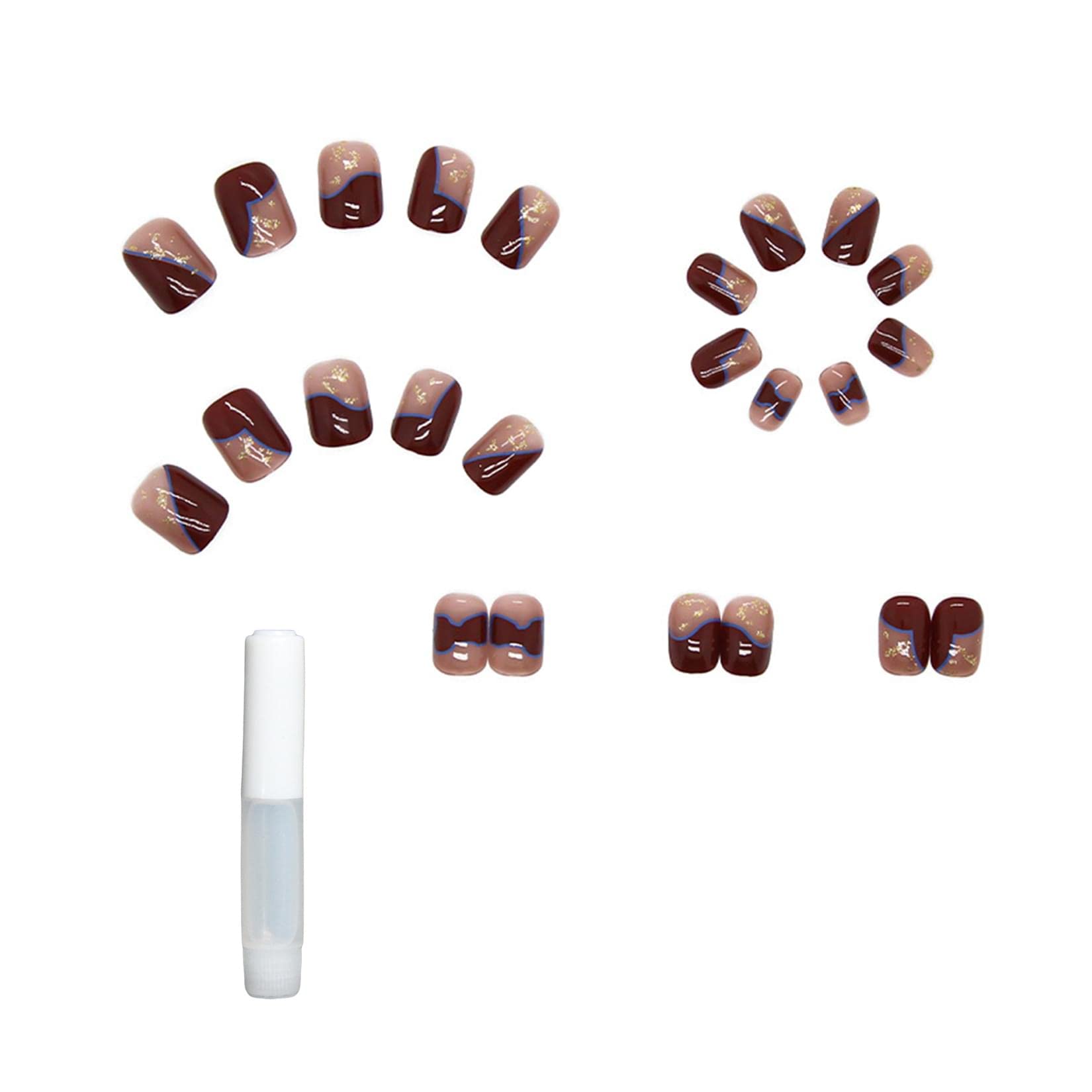 Christmas Press On Nails - Detachable Fake Nails with Wine Red Nail Art Stickers for Manicure, Salon & Home DIY | Perfect for Holiday Parties & Gift Giving
