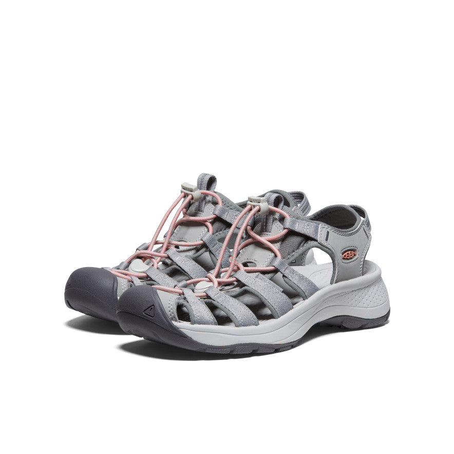 Women's Astoria West Sandal - Comfortable Grey & Coral Summer Sandals for Beach, Walking & Casual Outfits
