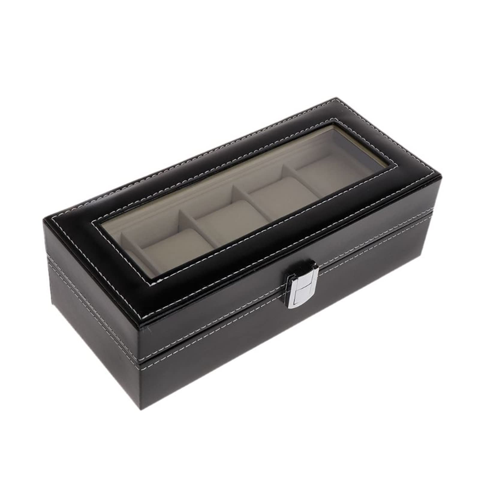 Luxury Faux Leather Watch Box Organizer - 5 Grid Jewelry Display Case with Soft Protection for Watches & Accessories | Perfect Gift for Watch Collectors & Jewelry Storage | Ideal for Home, Office & Travel Use