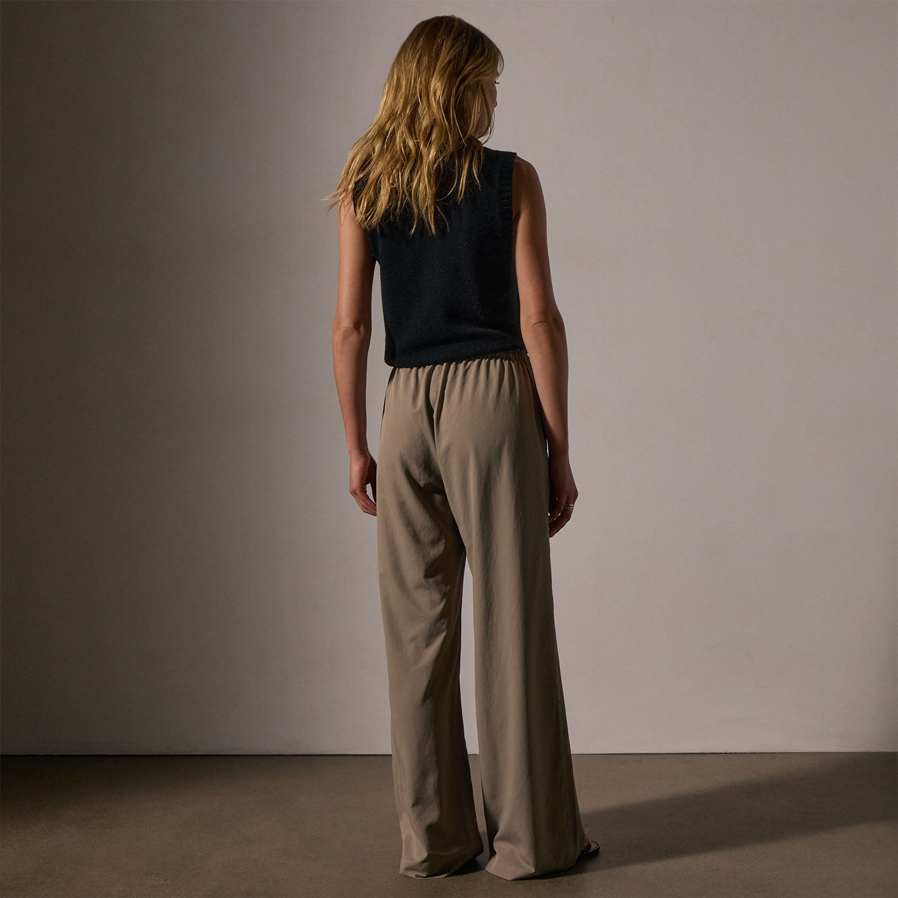 Lightweight Matte Sateen Women's Dress Pants - Comfortable Office Work Trousers in Fawn for Business Casual & Professional Wear