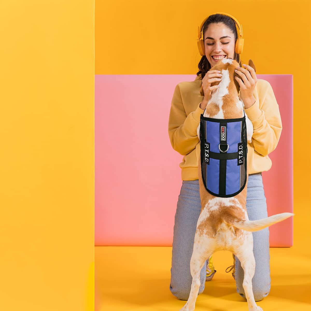 Dogline MaxAire Mesh Vest for Dogs - Breathable Cooling Dog Harness with 2 Removable PTSD Patches, Adjustable 17