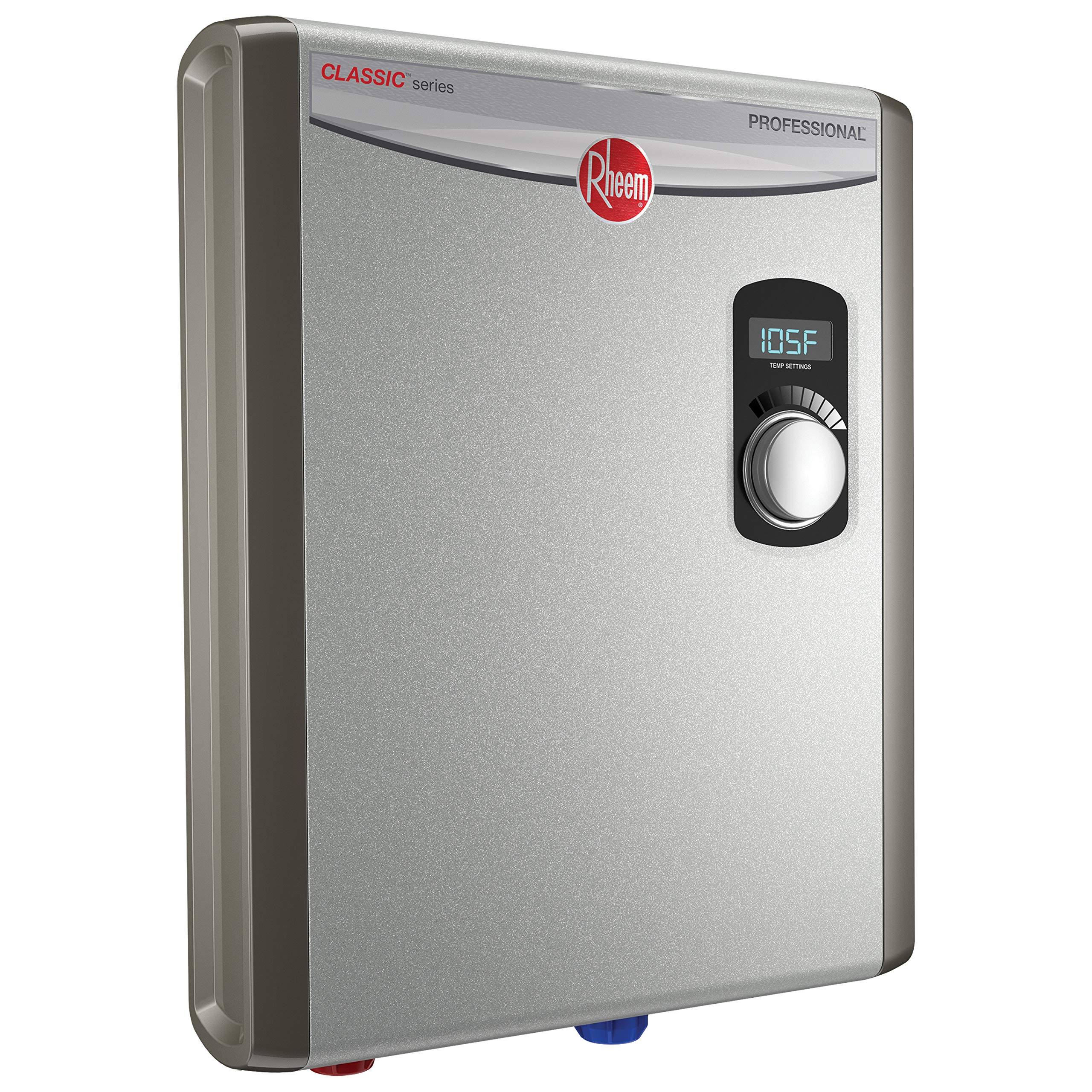 Rheem 18kW 240V Tankless Electric Water Heater - Energy Efficient On-Demand Hot Water System for Home, Bathroom & Kitchen (Gray) - Perfect for Showers, Washing Dishes & Laundry