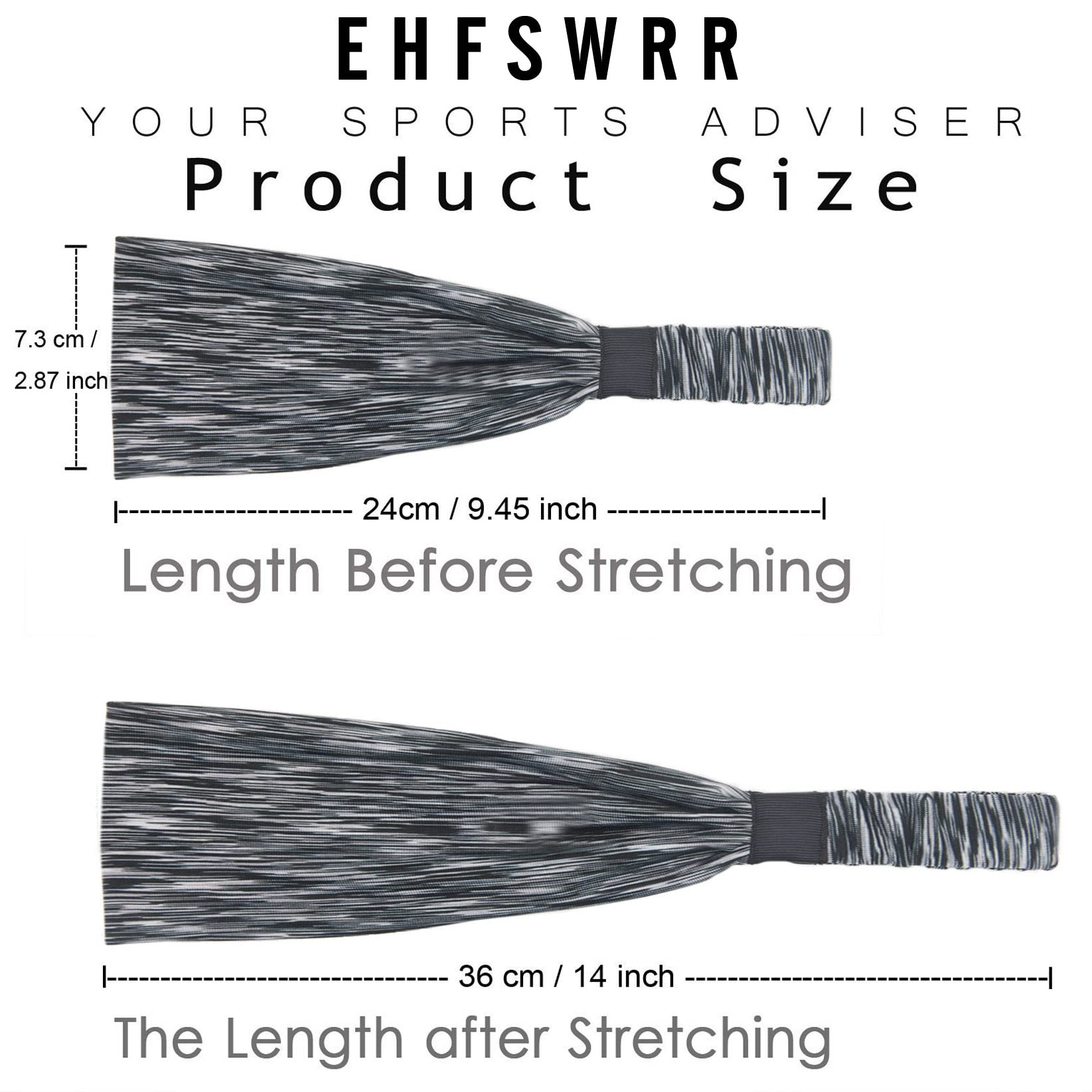 Elastic Workout Headbands for Women & Men - Wide Sweatband for Yoga, Gym, Running, Tennis & Cycling - Moisture Wicking Sports Headband - Perfect for Fitness, Exercise & Travel