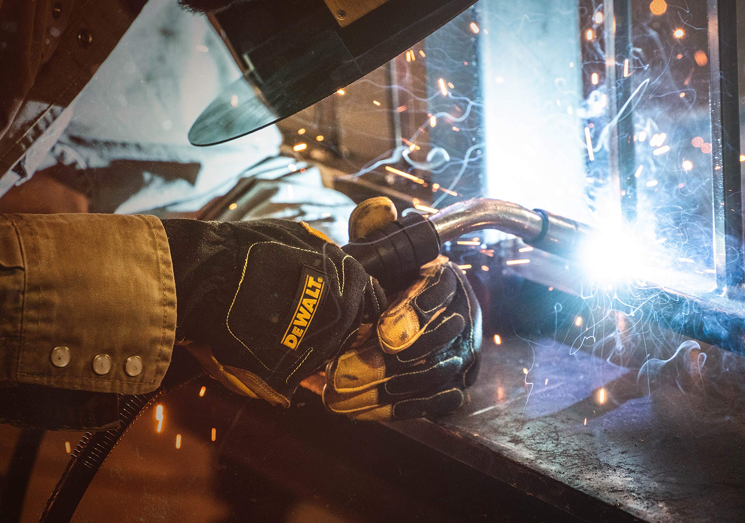 DEWALT Premium MIG TIG Welding Gloves DXMF02051 - Heat Resistant Leather Gloves for Men & Women - Ideal for Metal Fabrication, Welding Projects & DIY Repairs