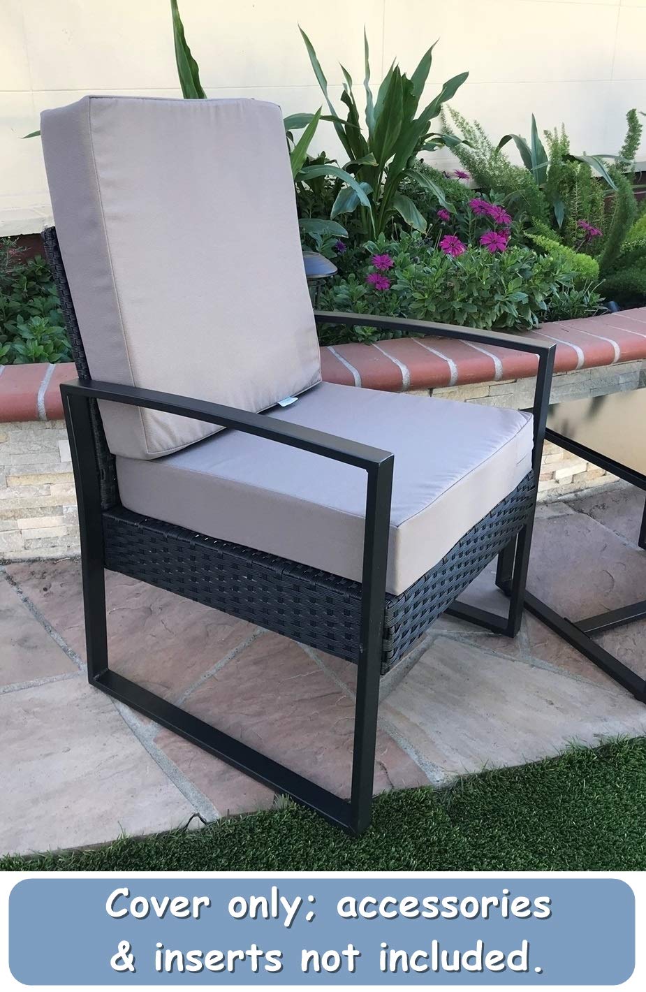 Waterproof UV-Resistant Patio Chair Cushion Covers - Indoor/Outdoor Use - Set of 4 (22x22x4 Inches, Timeless Taupe) - Perfect for Garden, Poolside, Deck & Outdoor Furniture Protection