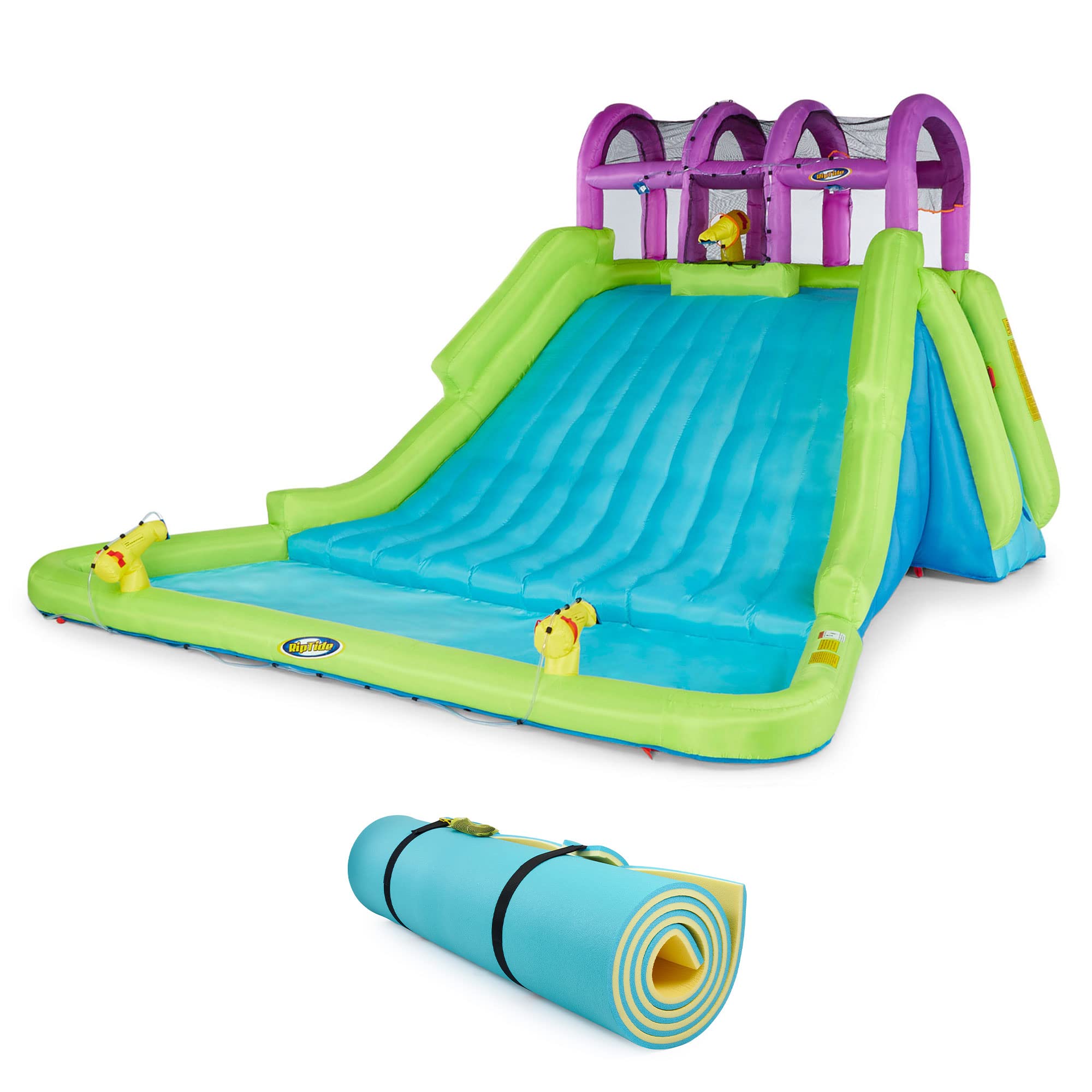Kahuna Mega Blast Inflatable Backyard Kids Pool with Slide - 12 x 5 Foot UV Resistant Water Park, Comfy Floats for Summer Fun - Perfect for Outdoor Family Play, Birthday Parties & Beach Days
