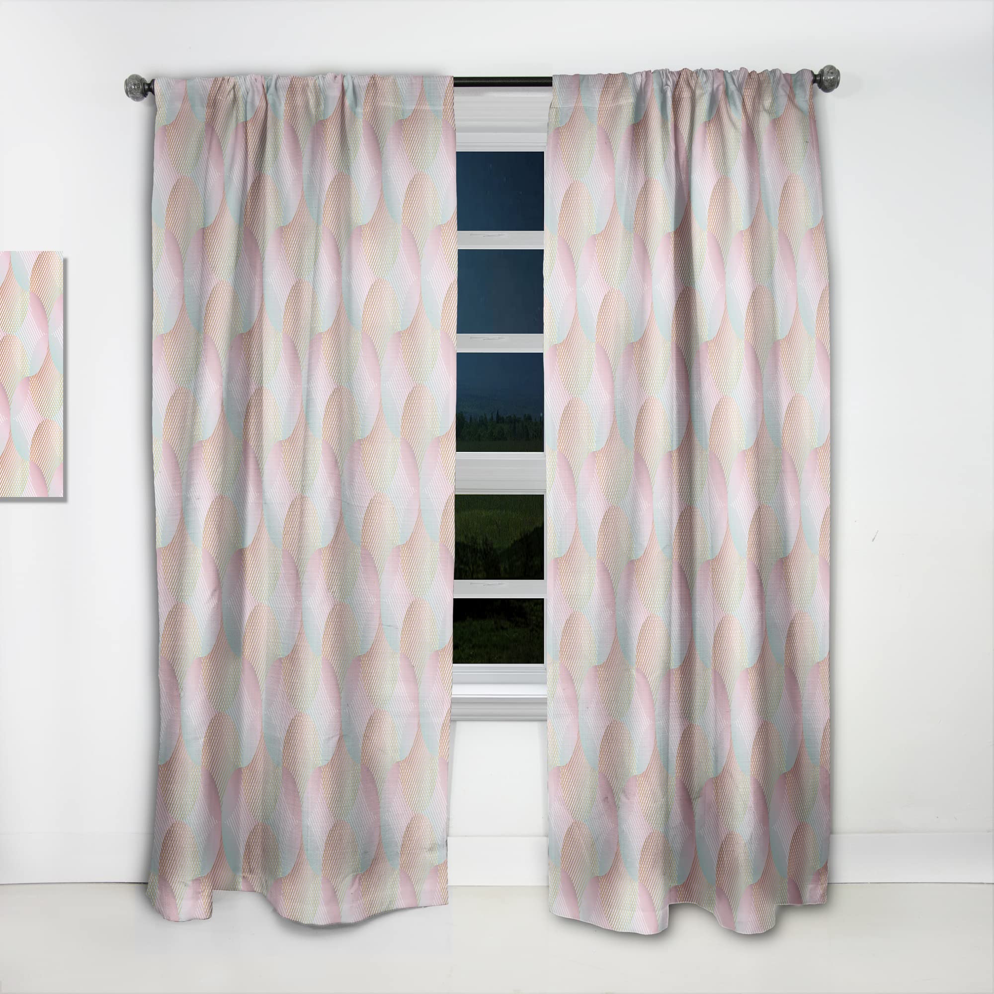 DesignQ Abstract Retro Pattern VII Thermal Insulated Curtains - Single Panel 52x120 - Perfect for Bedroom & Living Room Blackout Drapes