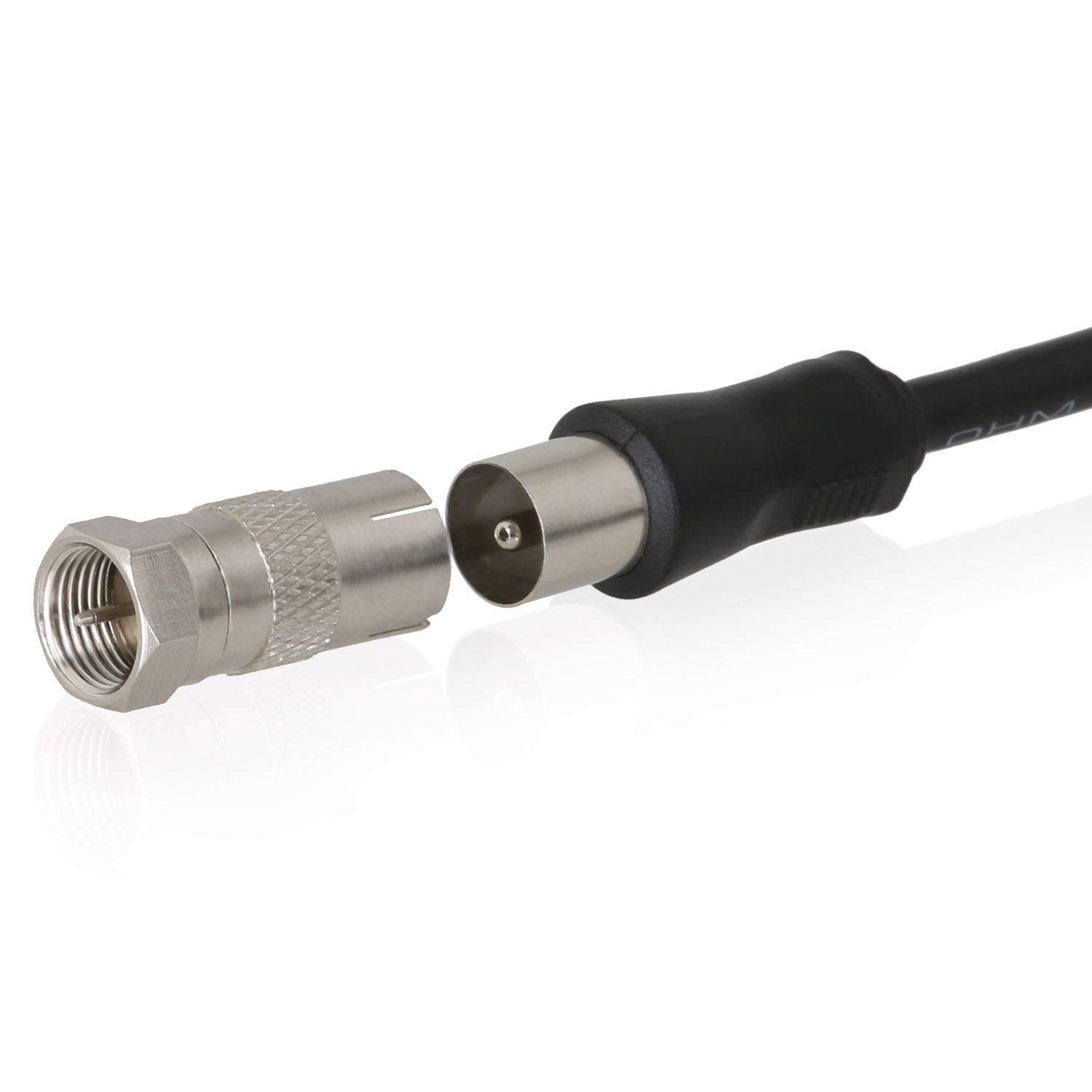 Wicked Chili F-Coaxial Adapter - F Male to Coaxial IEC Female Connector for DVB-T Antenna T2 (Copper Material) - Perfect for TV Signal Boosting & Digital Antenna Setup