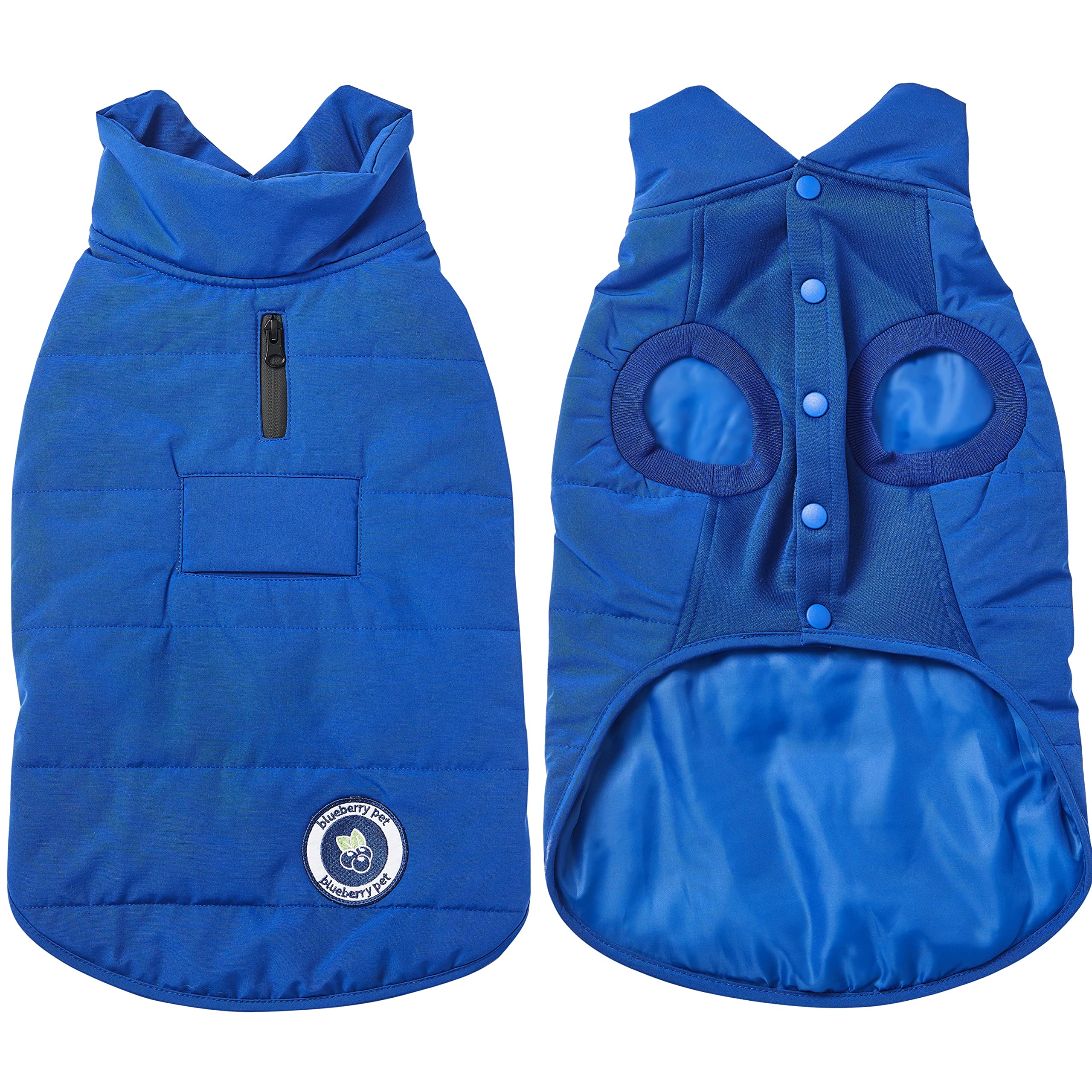 Blueberry Pet Cozy Windproof Dog Coat - Navy Blue Quilted Winter Jacket for Medium Dogs (14