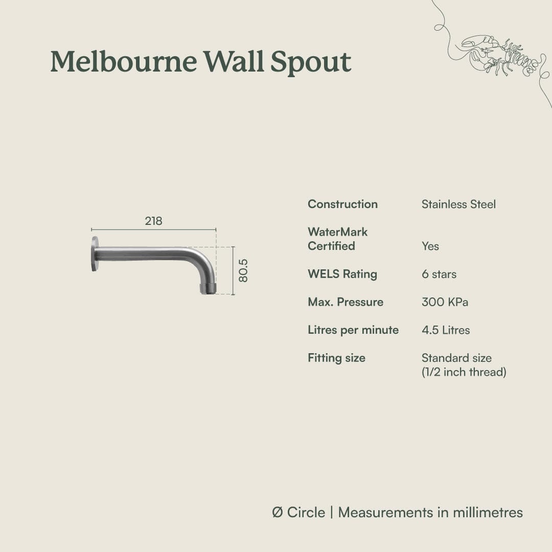 Melbourne Wall Spout Warm Brushed Nickel - Modern Bathroom Faucet for Sink, Vanity & Powder Room Installation