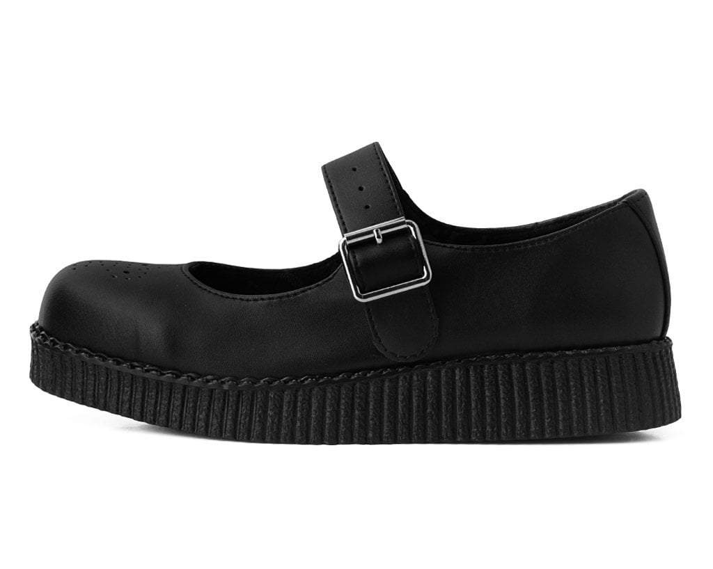 Black TUKskin™ Viva Low Mary Jane Shoes - Punk Rock Women's Platform Shoes for Casual Wear & Gothic Fashion Outfits