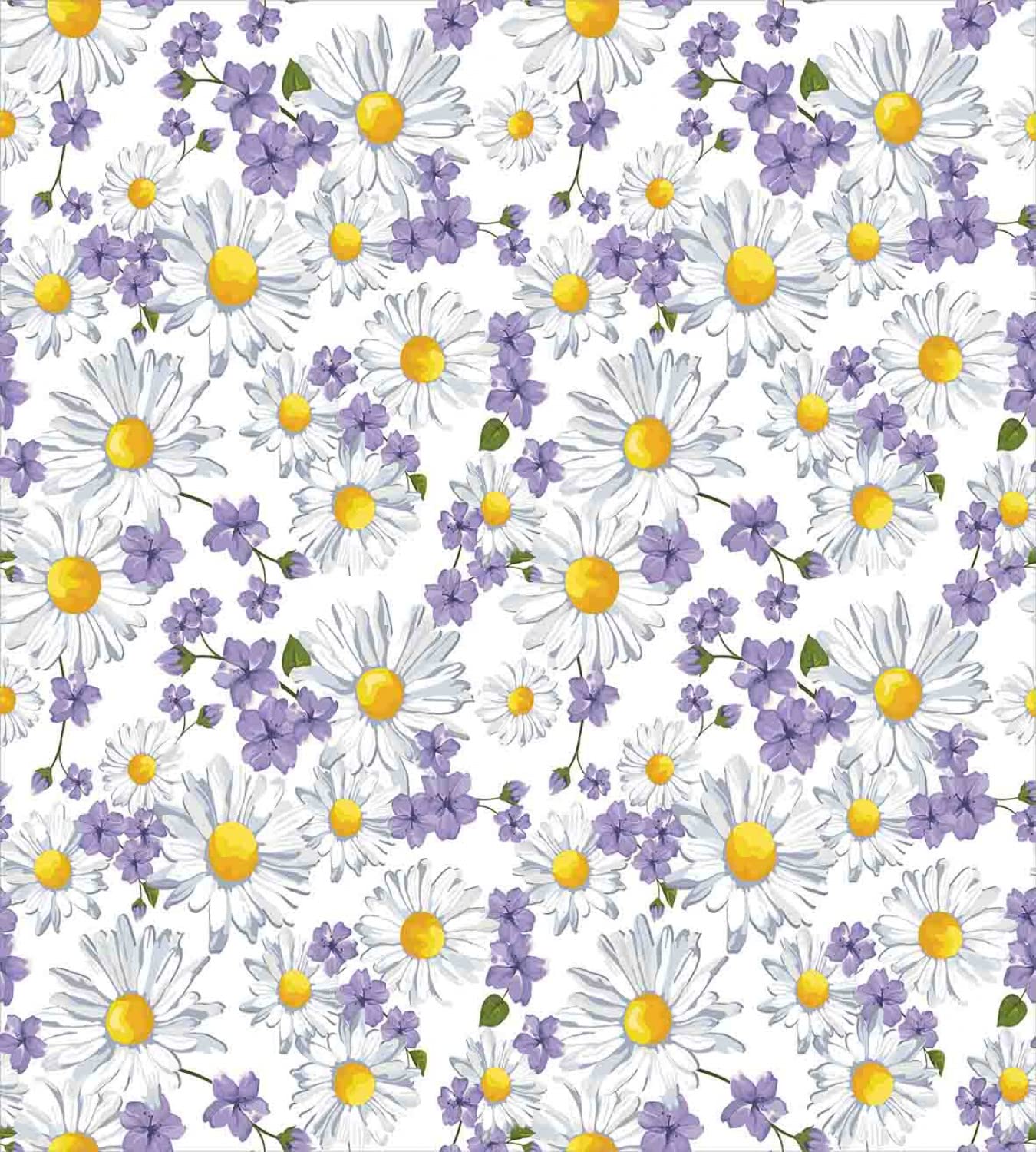 Ambesonne Floral Duvet Cover Set - Twin Size 2-Piece Bedding with Blossoming Chamomile Wildflower Design in White Yellow Purple | Spring Summer Decor for Guest Room, Bedroom & Dorm | Includes 2 Duvet Covers & 2 Pillowcases