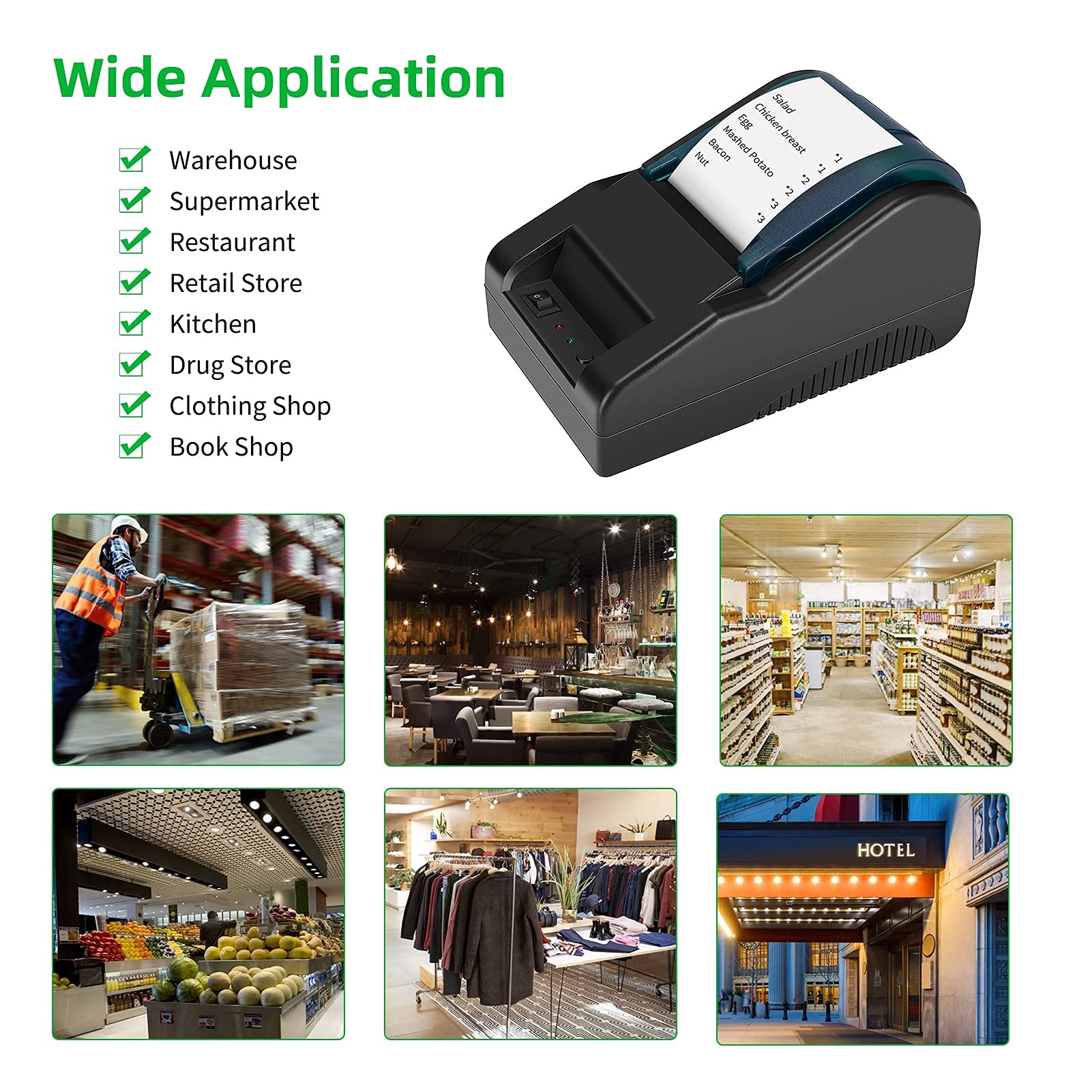 OHHG 58mm USB Thermal Receipt Printer - High Speed POS Printer with ESC/POS Compatibility for Clear Bill & Ticket Printing - Perfect for Retail Stores, Restaurants, and Small Business Point of Sale Systems