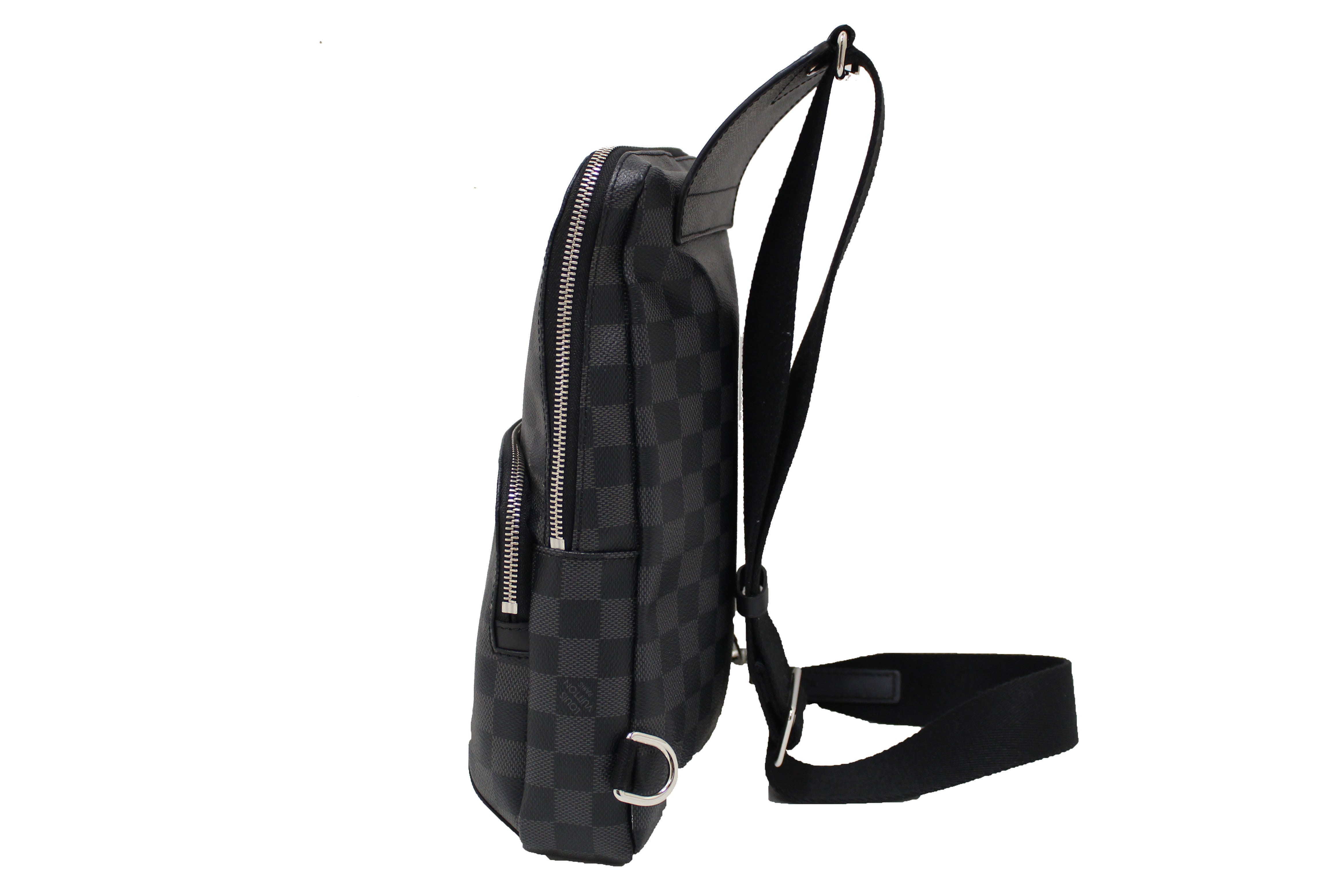 Authentic Louis Vuitton Damier Graphite Canvas Avenue Sling Bag for Men - Luxury Crossbody Messenger Bag for Travel, Work & Everyday Use