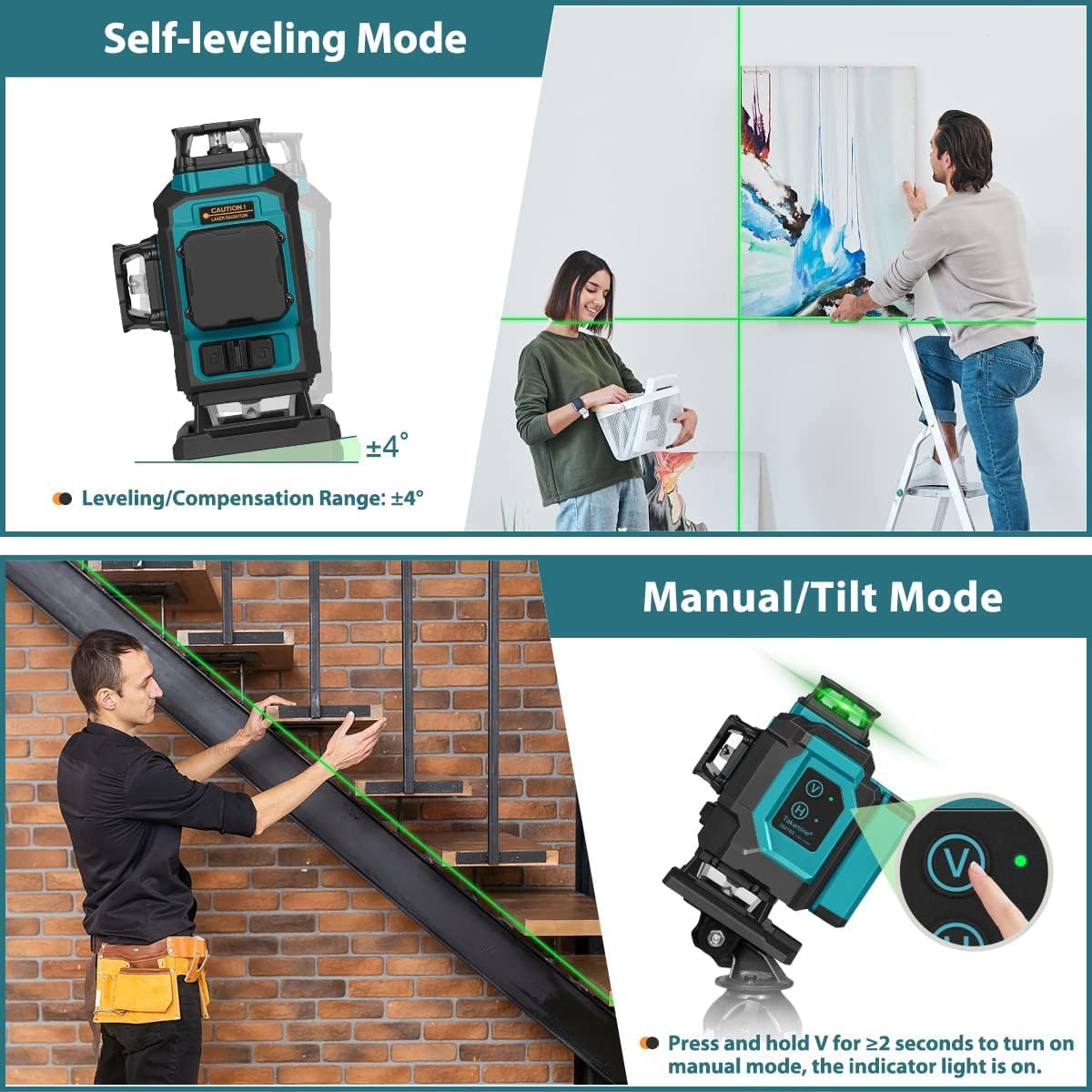 Takamine 16 Lines Green Laser Level Pro - 4x360° 4D Cross Line Laser for Construction, 2 Vertical & 2 Horizontal Lasers with Pulse Mode & Remote Control - Perfect for Wall Alignment, Floor Leveling, and Tile Installation
