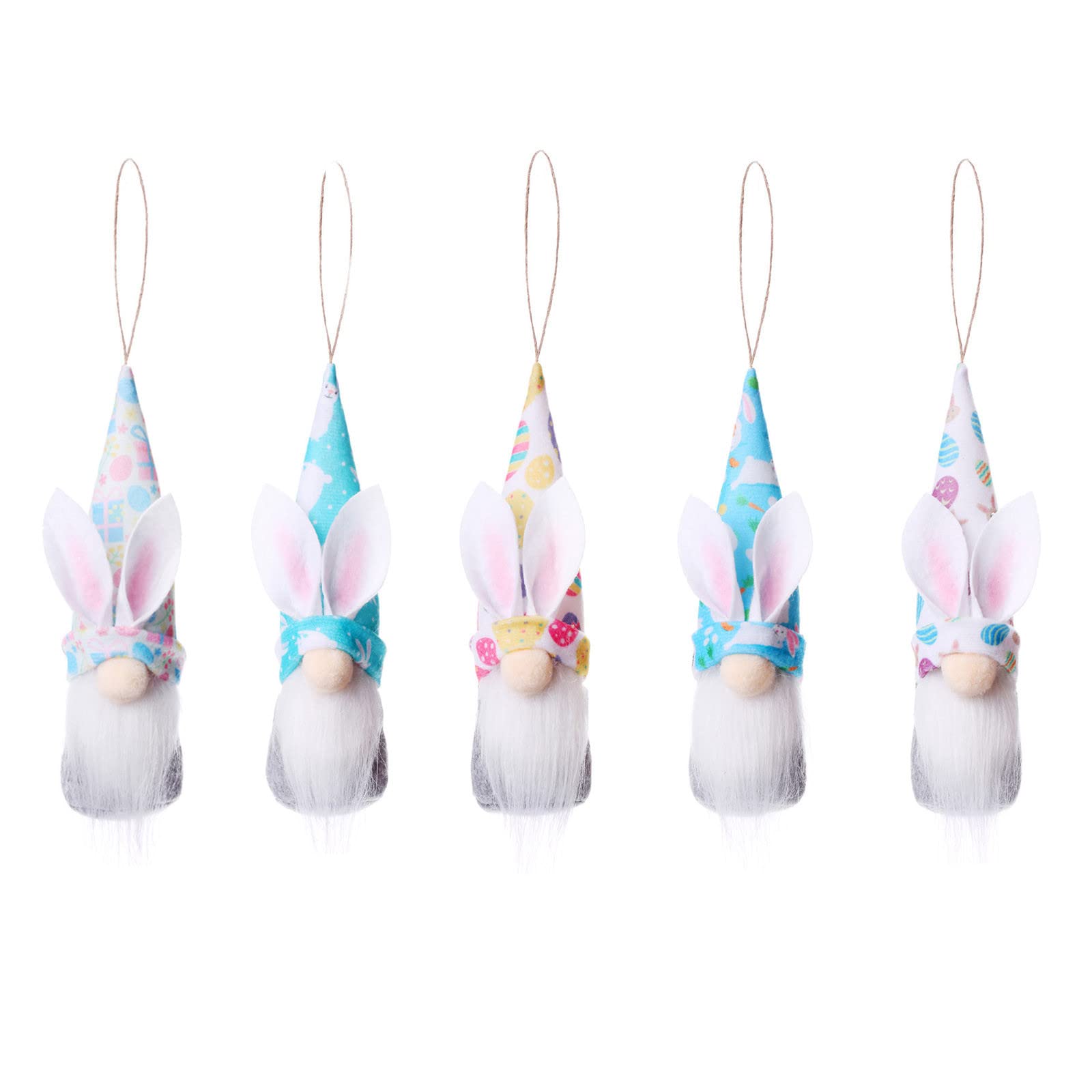 Easter Bunny Ornaments Set - 5PCS Colorful Plush Bunny Gnomes for Easter Tree Decorations, Valentine's Day Home Decor, Party Favors & Spring Festival Gifts - Perfect for Indoor Decor, Easter Egg Hunts, and Holiday Celebrations