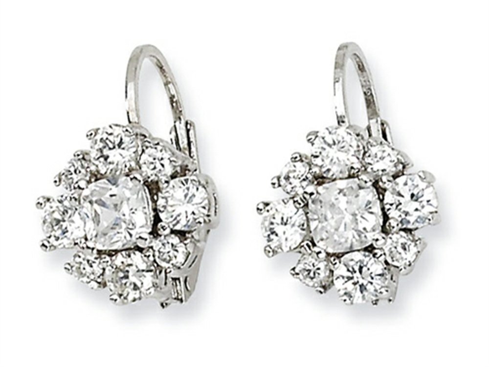 Elegant Sterling Silver CZ Leverback Earrings for Women | Hypoallergenic Cubic Zirconia Dangle Earrings | Perfect for Parties, Weddings & Date Nights