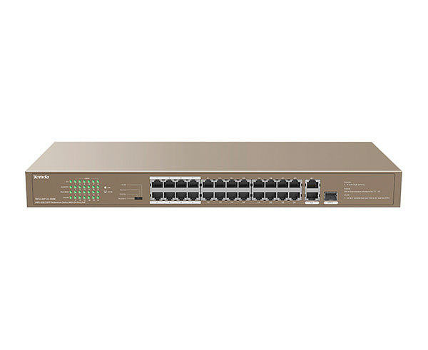 24-Port Gigabit PoE+ Rackmount Switch with 2 SFP Uplinks - Ideal for Business Networks, IP Cameras, and VoIP Systems