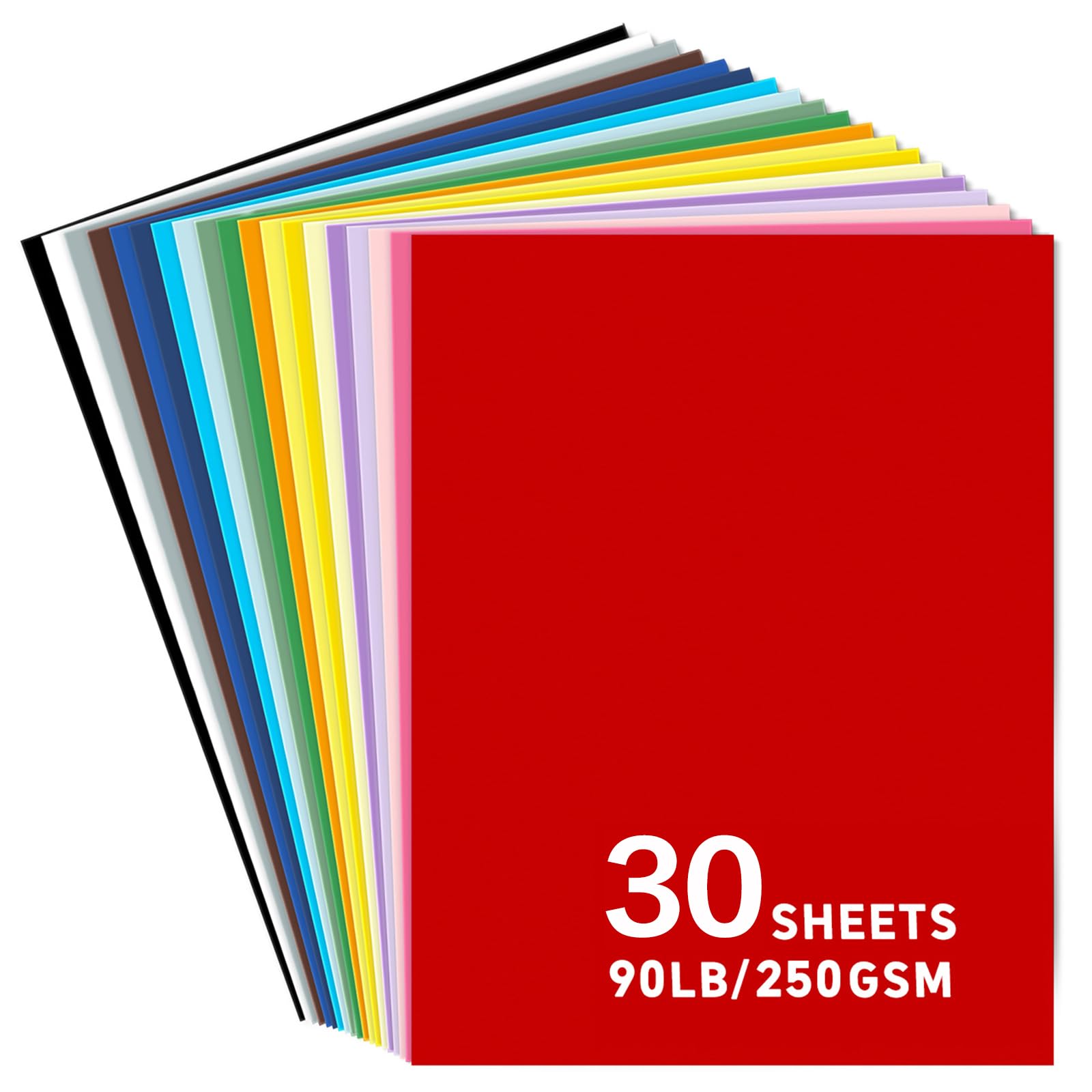 11x17 Cardstock 30 Sheets - 25 Vibrant Colors, 90 lb/250 GSM Heavyweight Colored Paper for Cricut, Silhouette, Card Making, Scrapbooking & DIY Crafts - Perfect for Invitations, Gift Tags, Paper Flowers & Home Decor Projects