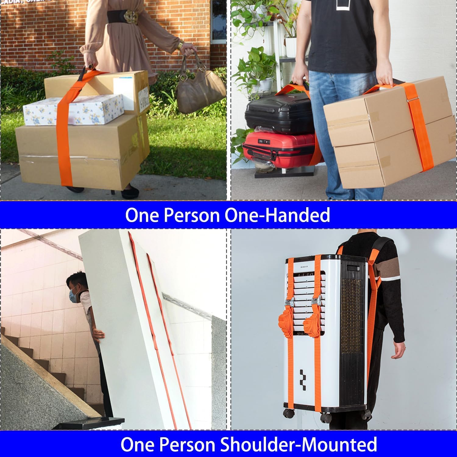 Adjustable Moving Shoulder Straps for Heavy Lifting - Ergonomic 1-Person Lifting System - Perfect for Moving Furniture, Appliances & Boxes - Home & Office Use