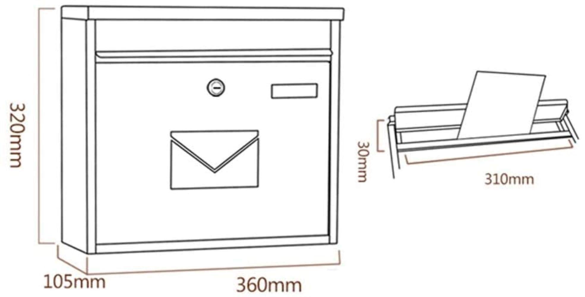Secure Locking Mailbox - Wall Mounted Letter Box for Home, Office & Villa - Newspaper & Magazine Holder (Color: Black) - Perfect for Secure Mail Delivery & Organized Storage