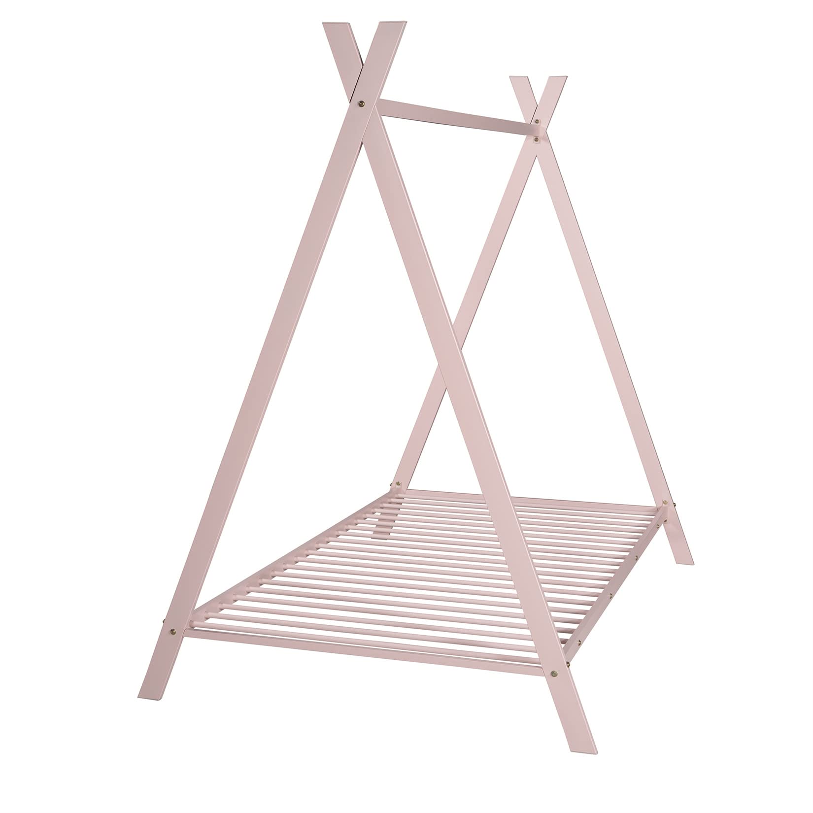 Montessori Twin Teepee Bed Frame - Metal Toddler House Floor Bed for Kids, Boys & Girls (Pink) | Perfect for Playrooms, Bedrooms & Montessori Learning Spaces