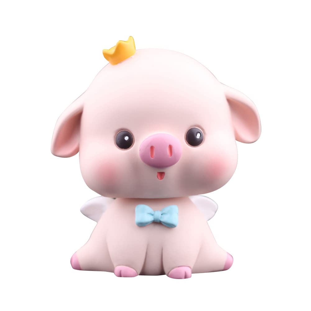 Cute Resin Shaking Head Pig Figurine - Car Dashboard Ornament & Home Decor | Zcargel Car Piggy Statue for Interior Decoration, Gift Idea for Animal Lovers