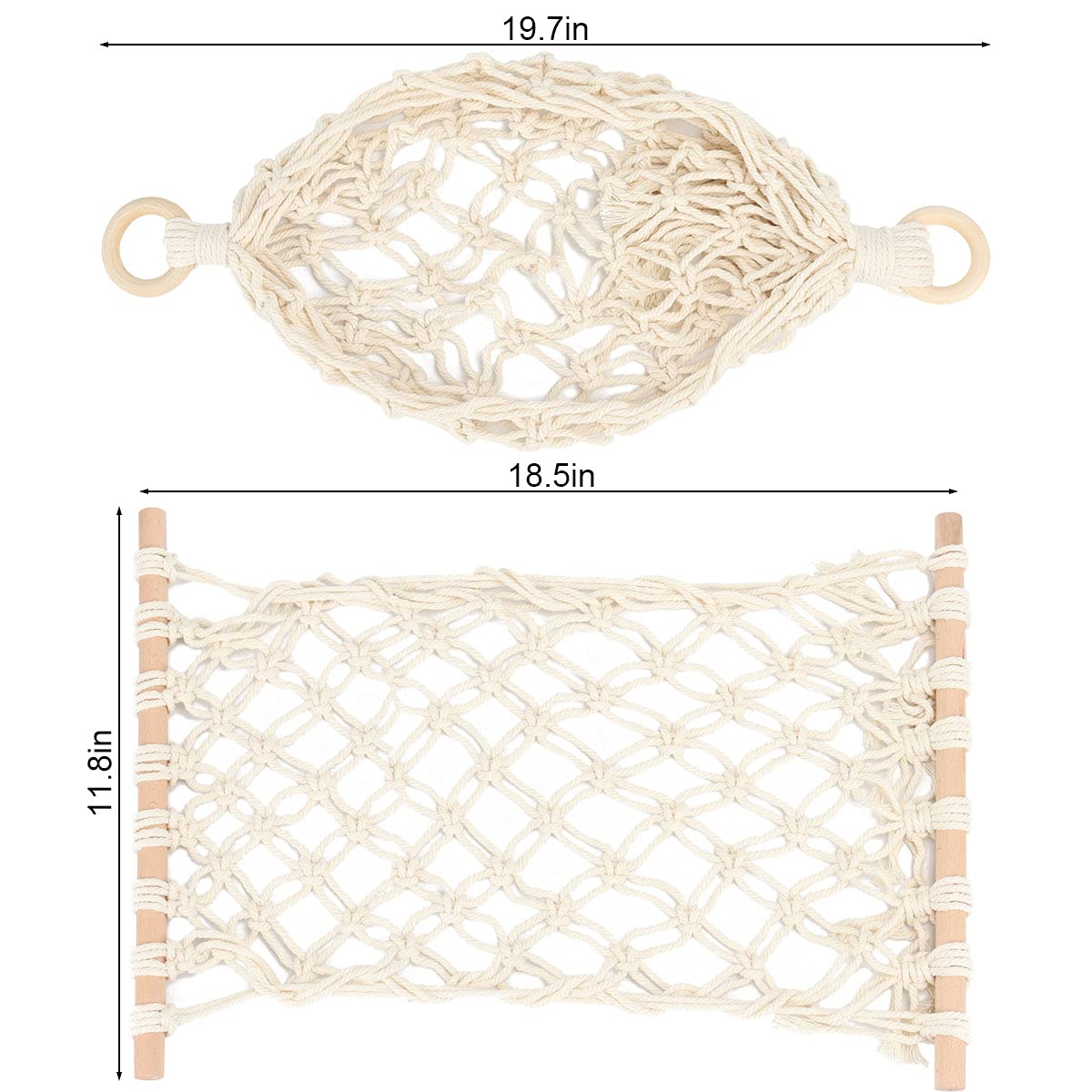 2 Pack Macrame Bohemian Hanging Fruit Basket - Under Cabinet Space Saving Storage for Bananas, Vegetables & Kitchen Essentials - Perfect for Home, RV, Boat & Small Space Organization (Style A)