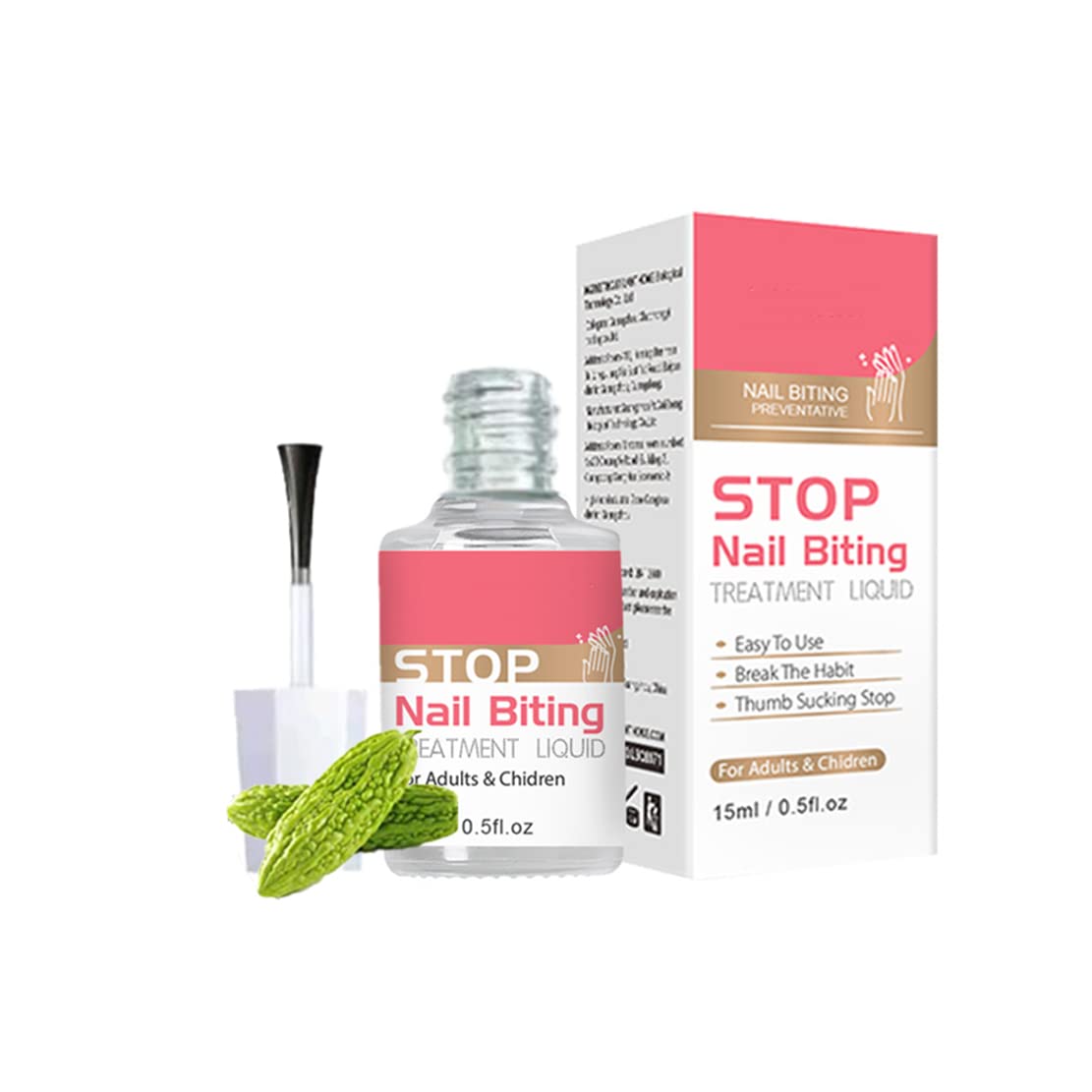 Bitter Nail Polish to Stop Thumb Sucking & Nail Biting for Kids & Adults (3+ Years) - Strengthens Dry, Brittle Nails - Safe, Long-Lasting Formula - Perfect for Home, School & Travel Use